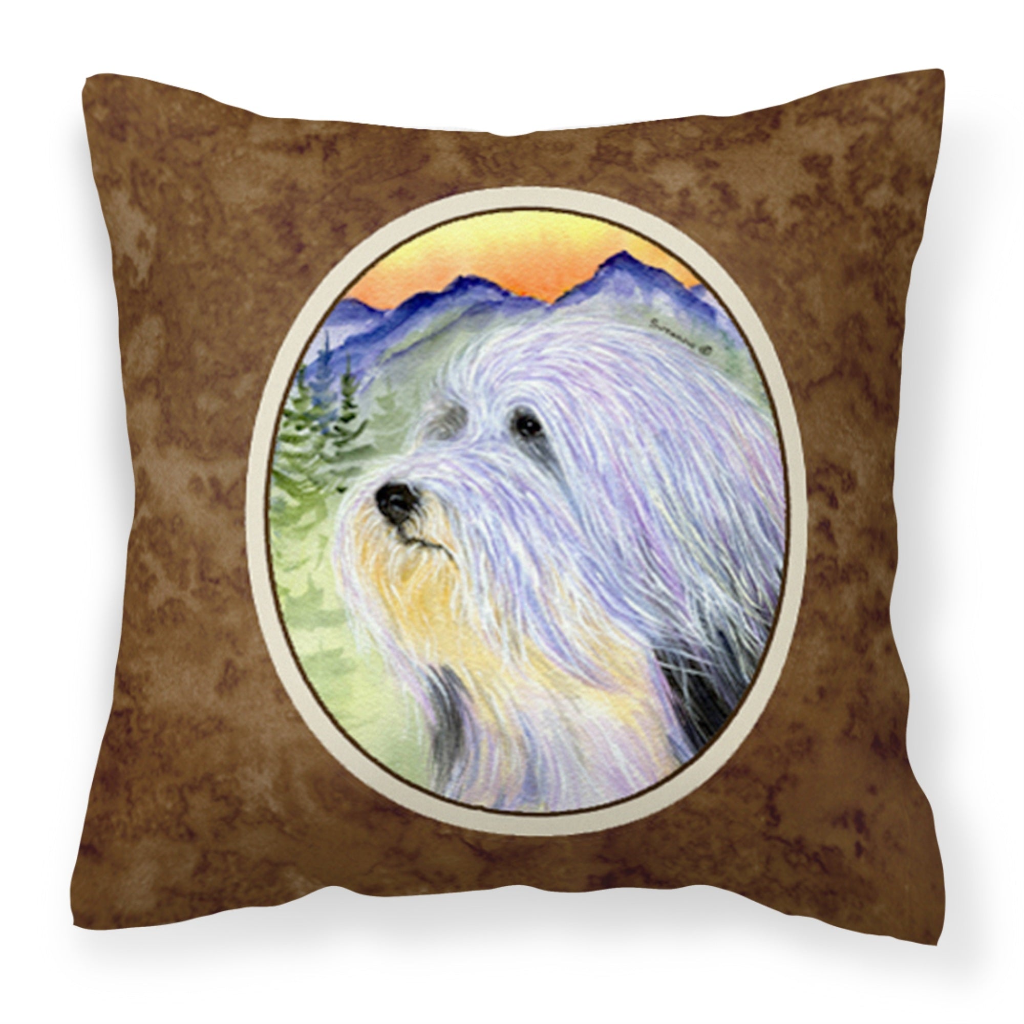 'Caroline'S Treasures Ss8244Pw1414 Bearded Collie Decorative Canvas Fabric Pillow, Large, Multicolor'