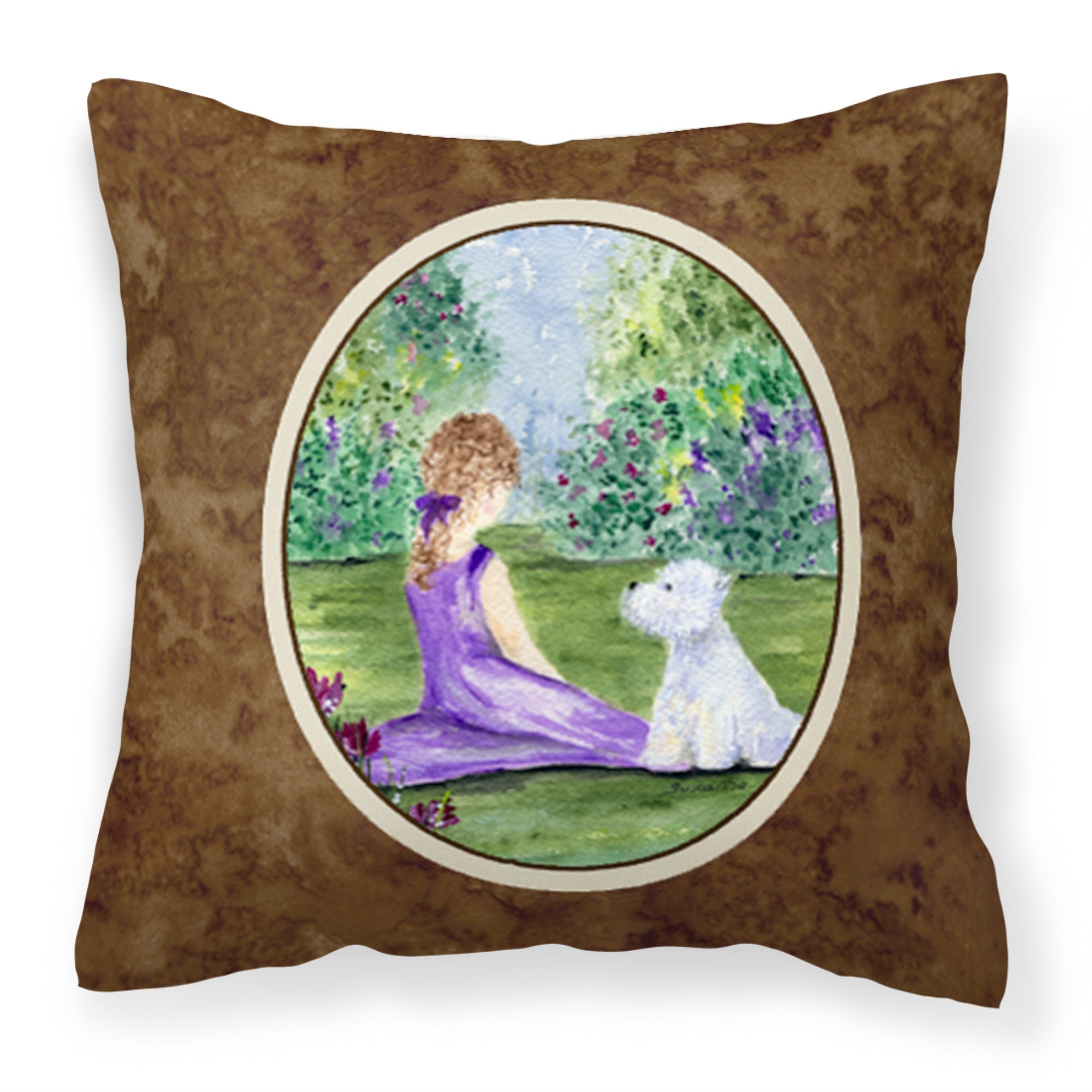 'Caroline'S Treasures Ss8246Pw1414 Westie Decorative Canvas Fabric Pillow, Large, Multicolor'