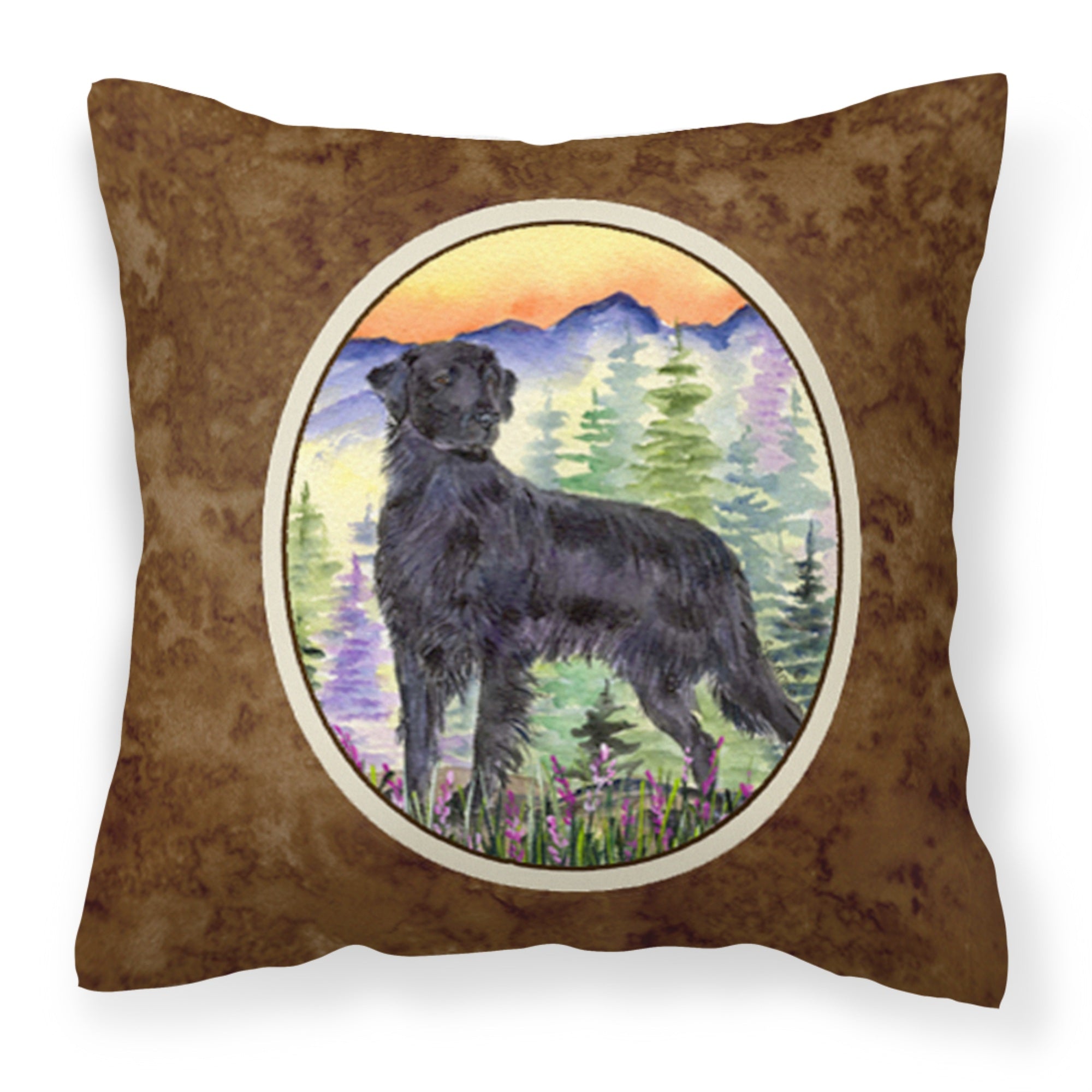 'Caroline'S Treasures Ss8263Pw1414 Flat Coated Retriever Decorative Canvas Fabric Pillow, Large, Multicolor'
