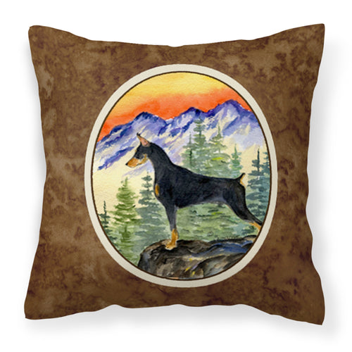 'Caroline'S Treasures Ss8284Pw1414 Doberman Decorative Canvas Fabric Pillow, Large, Multicolor'