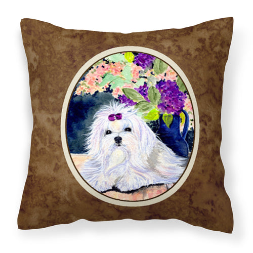 'Caroline'S Treasures Ss8287Pw1414 Maltese Decorative Canvas Fabric Pillow, Large, Multicolor'