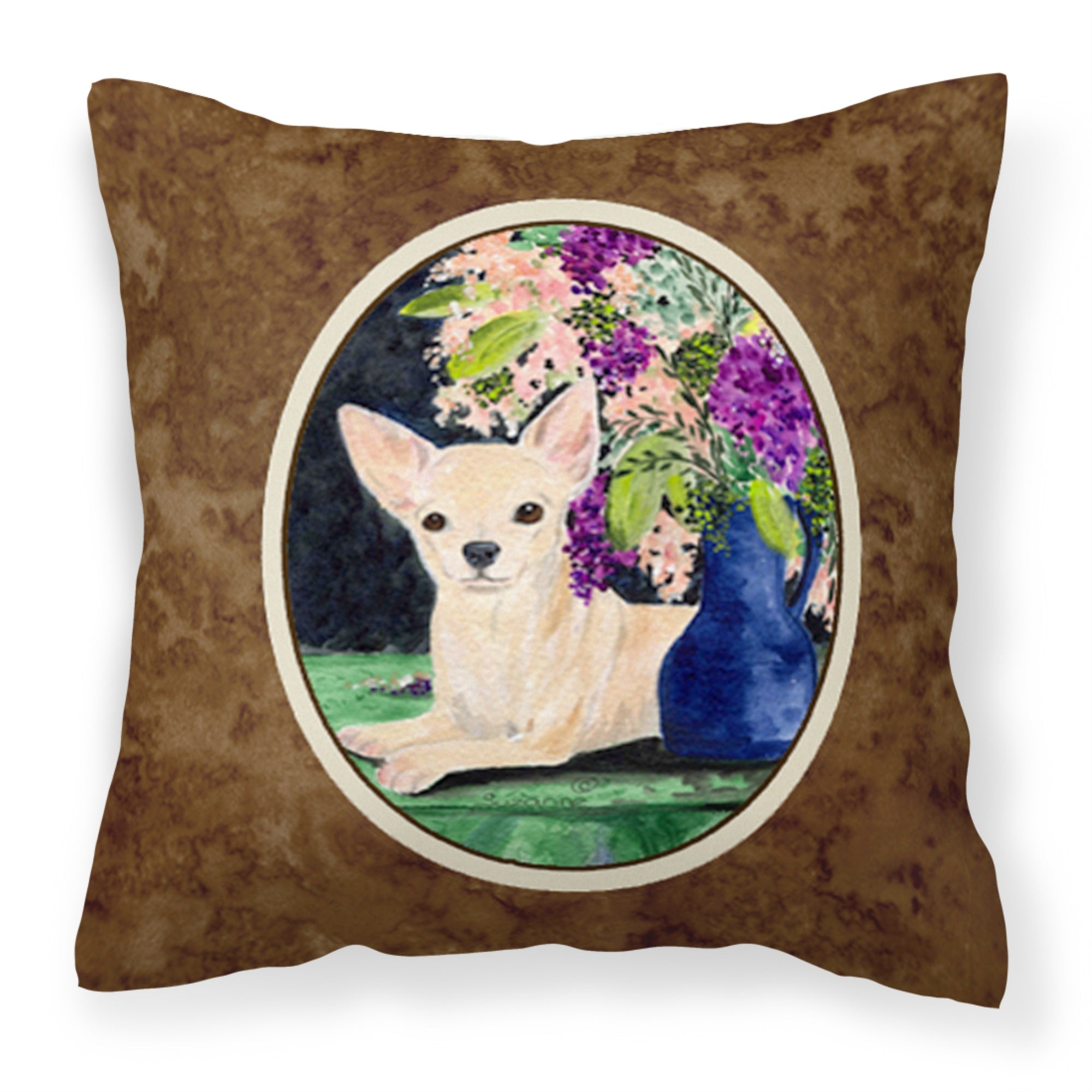 'Caroline'S Treasures Ss8289Pw1414 Chihuahua Decorative Canvas Fabric Pillow, Large, Multicolor'