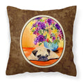 'Caroline'S Treasures Ss8294Pw1414 Pug Decorative Canvas Fabric Pillow, Large, Multicolor'