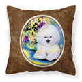 'Caroline'S Treasures Ss8295Pw1414 Bichon Frise Decorative Canvas Fabric Pillow, Large, Multicolor'