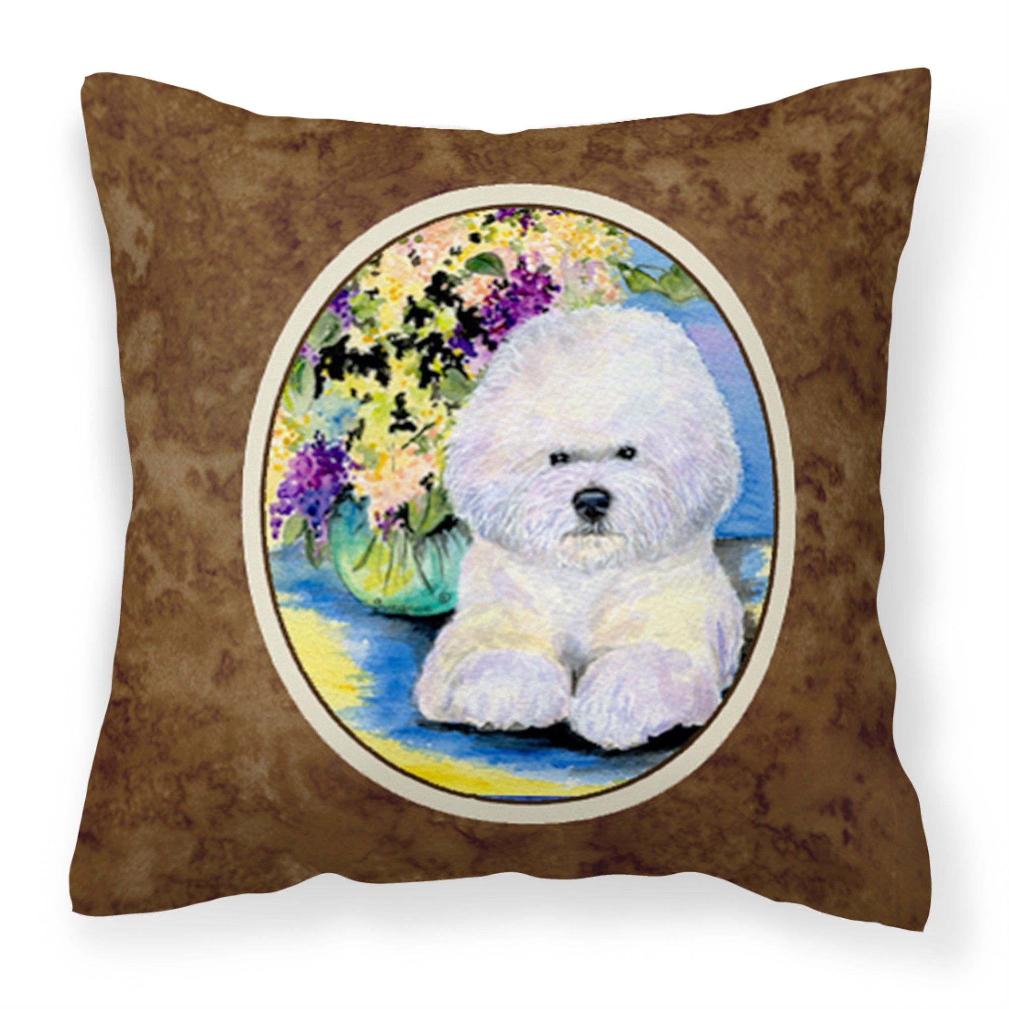 'Caroline'S Treasures Ss8295Pw1414 Bichon Frise Decorative Canvas Fabric Pillow, Large, Multicolor'