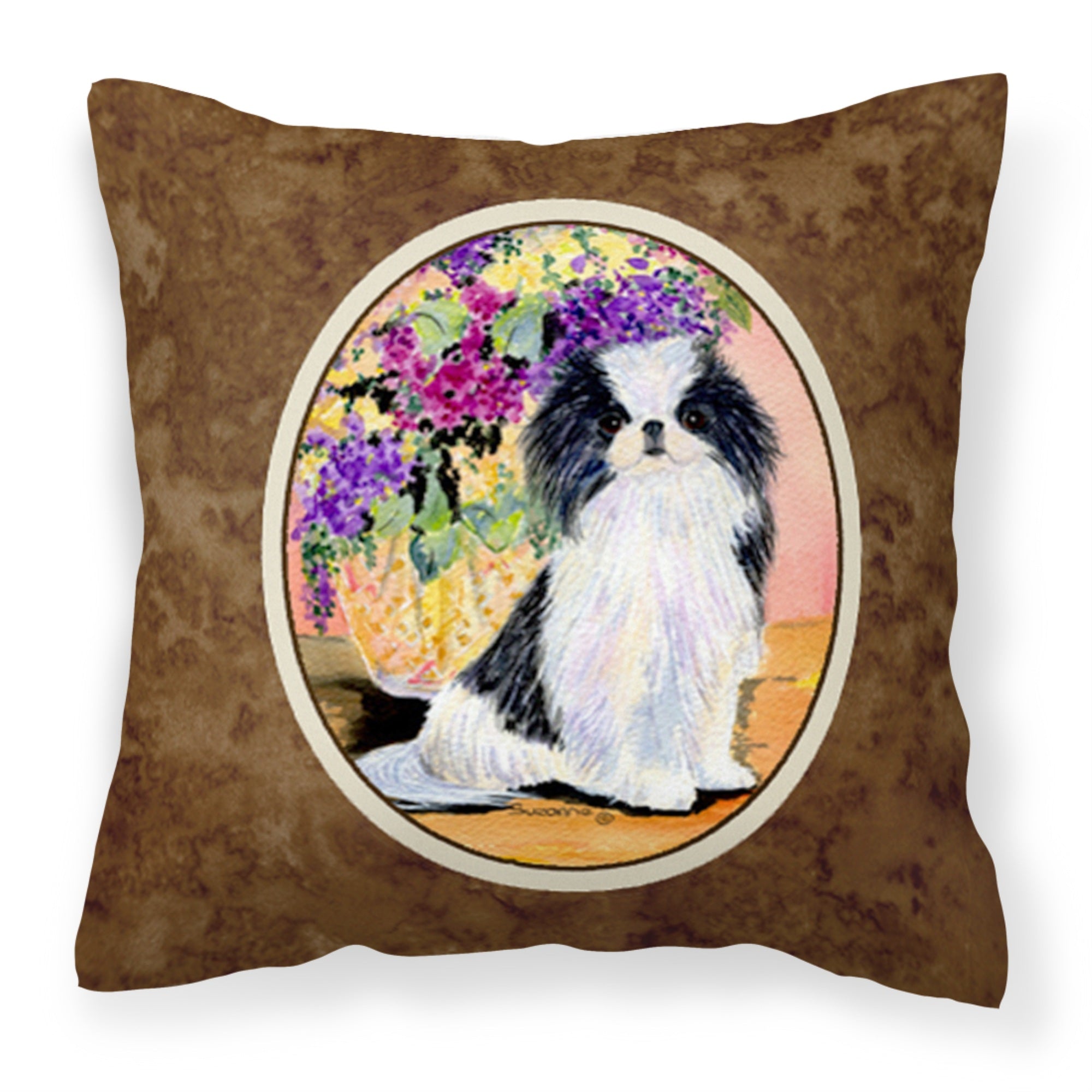 'Caroline'S Treasures Ss8299Pw1414 Japanese Chin Decorative Canvas Fabric Pillow, Large, Multicolor'