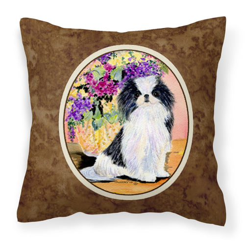 'Caroline'S Treasures Ss8299Pw1414 Japanese Chin Decorative Canvas Fabric Pillow, Large, Multicolor'