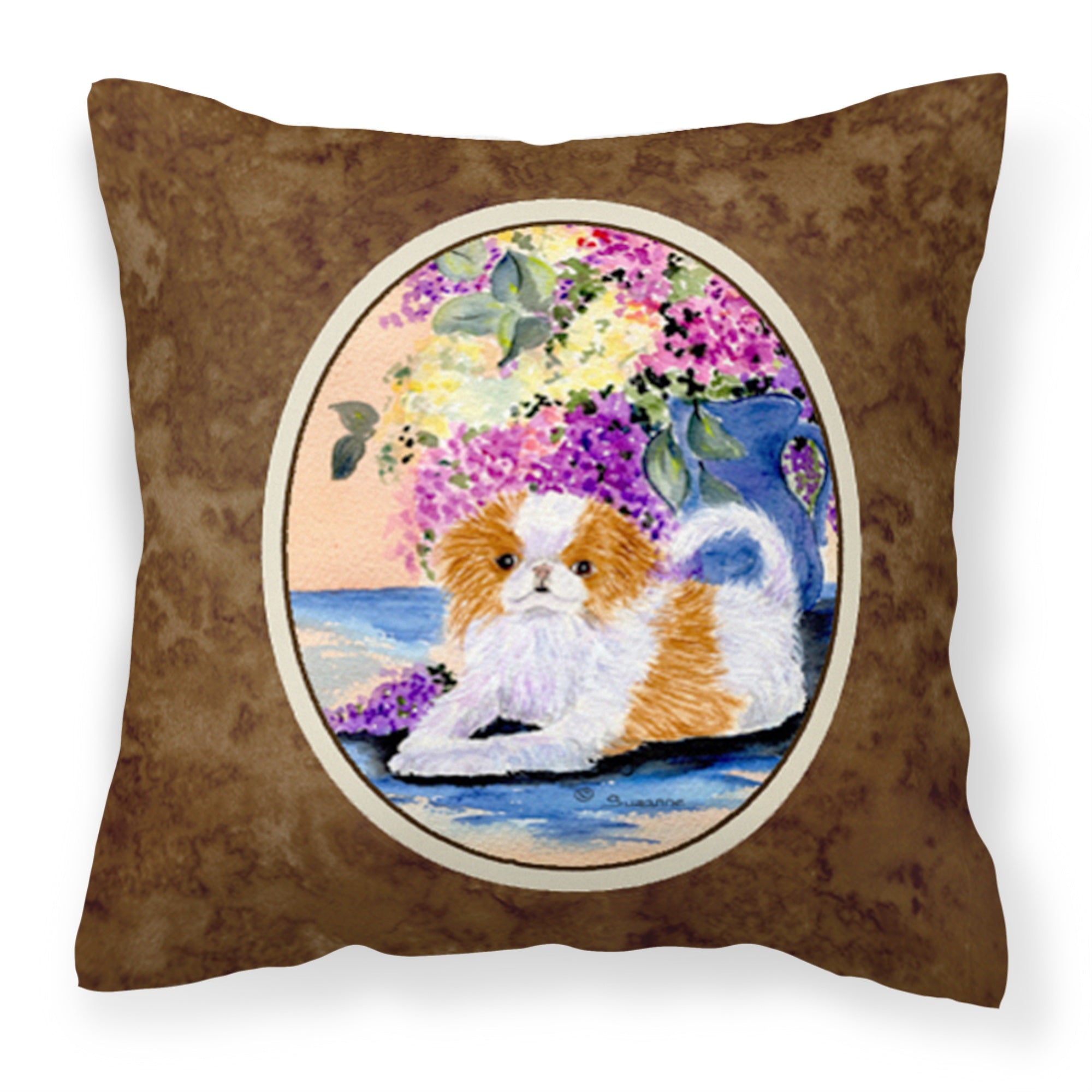 'Caroline'S Treasures Ss8300Pw1414 Japanese Chin Decorative Canvas Fabric Pillow, Large, Multicolor'
