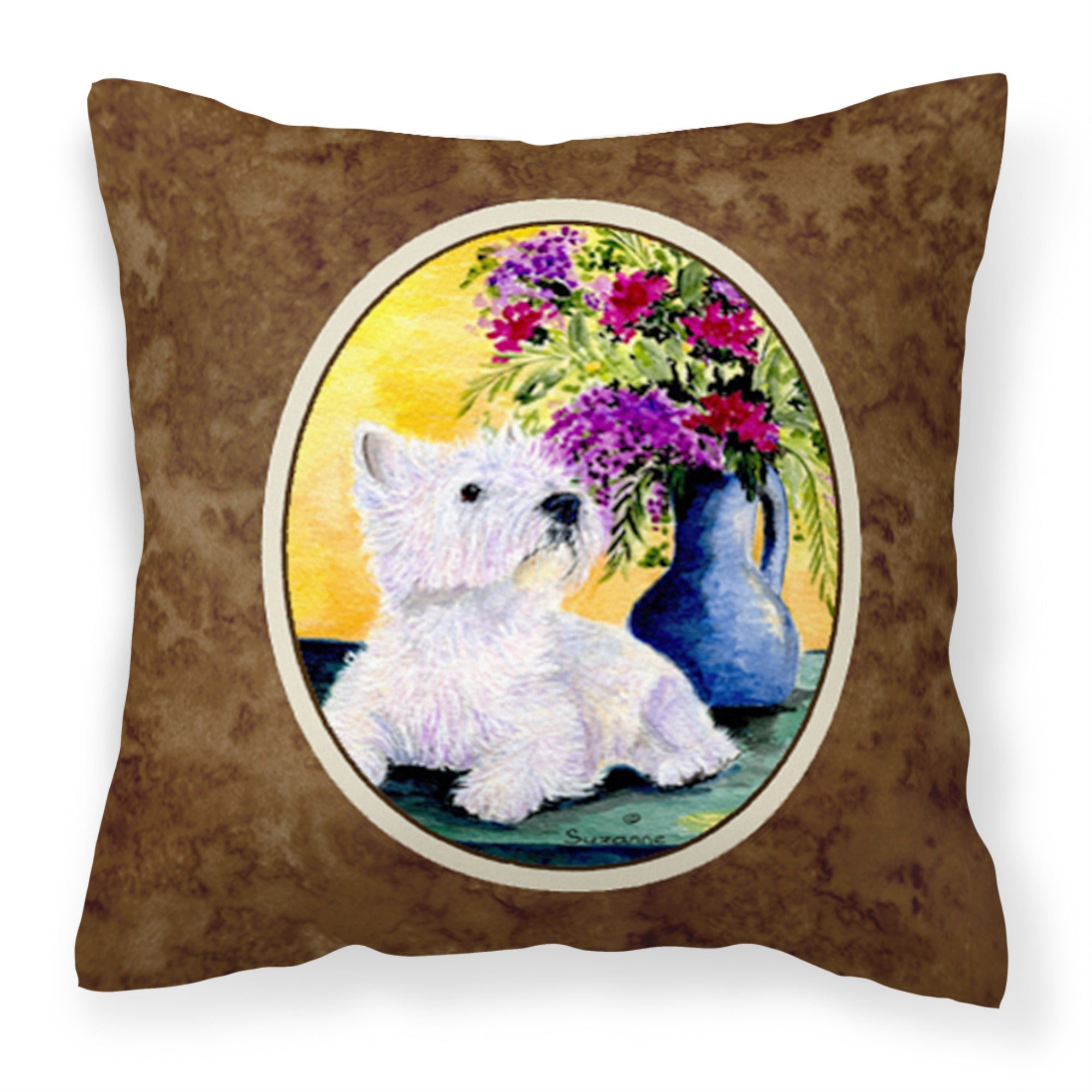 'Caroline'S Treasures Ss8301Pw1414 Westie Decorative Canvas Fabric Pillow, Large, Multicolor'