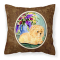 'Caroline'S Treasures Ss8302Pw1414 Pomeranian Decorative Canvas Fabric Pillow, Large, Multicolor'