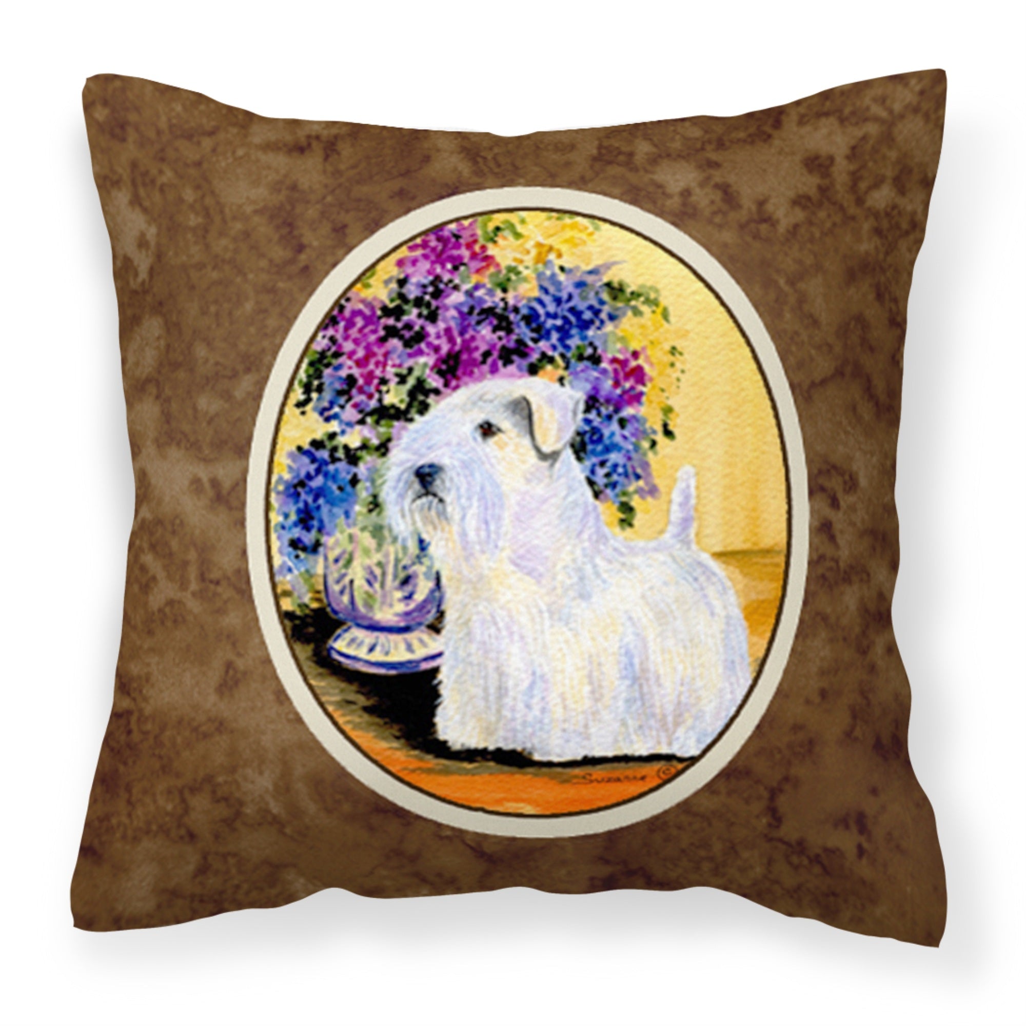 'Caroline'S Treasures Ss8307Pw1414 Sealyham Terrier Decorative Canvas Fabric Pillow, Large, Multicolor'