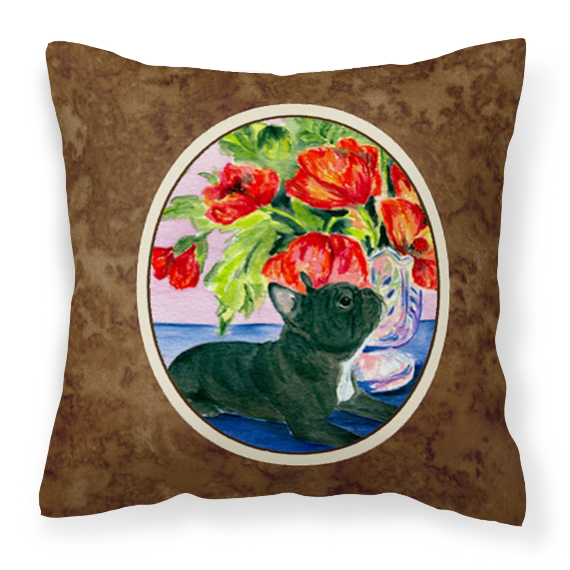 'Caroline'S Treasures Ss8308Pw1414 French Bulldog Decorative Canvas Fabric Pillow, Large, Multicolor'