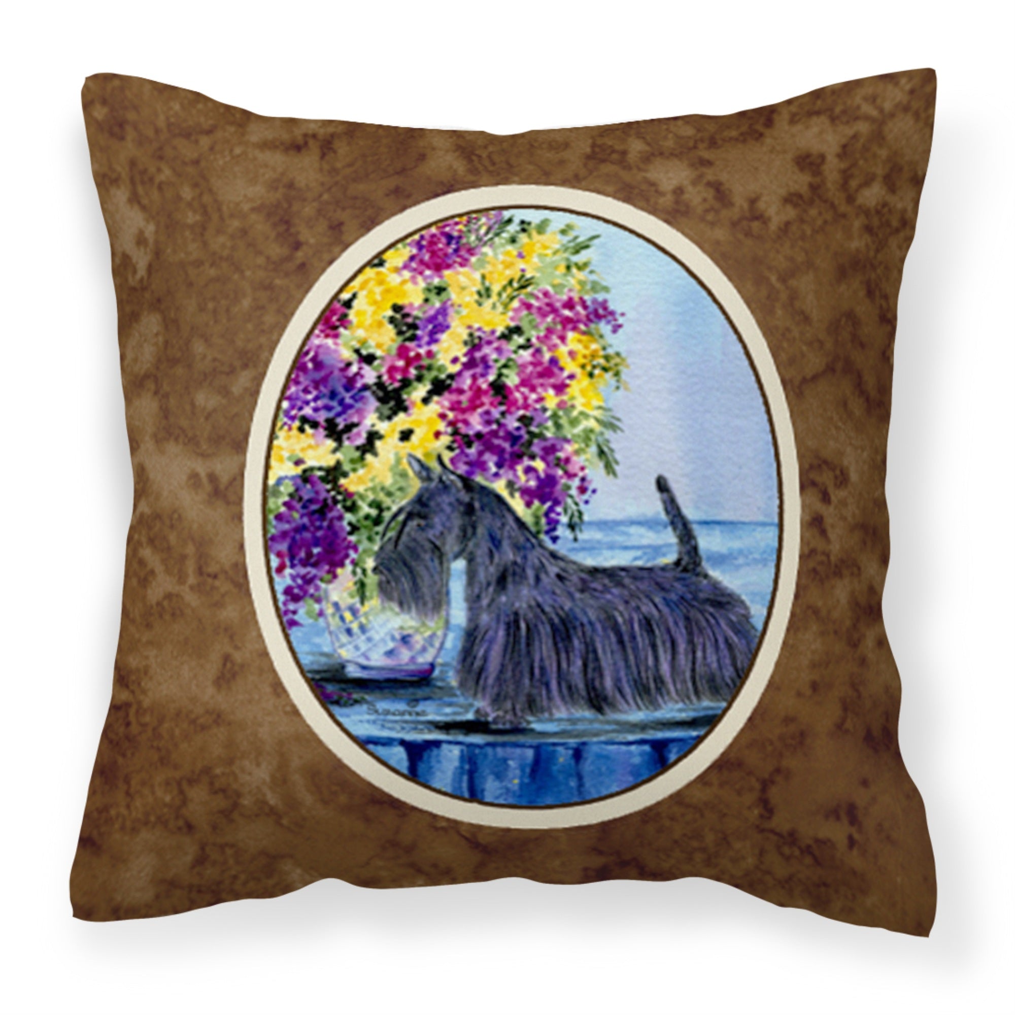 'Caroline'S Treasures Ss8309Pw1414 Scottish Terrier Decorative Canvas Fabric Pillow, Large, Multicolor'