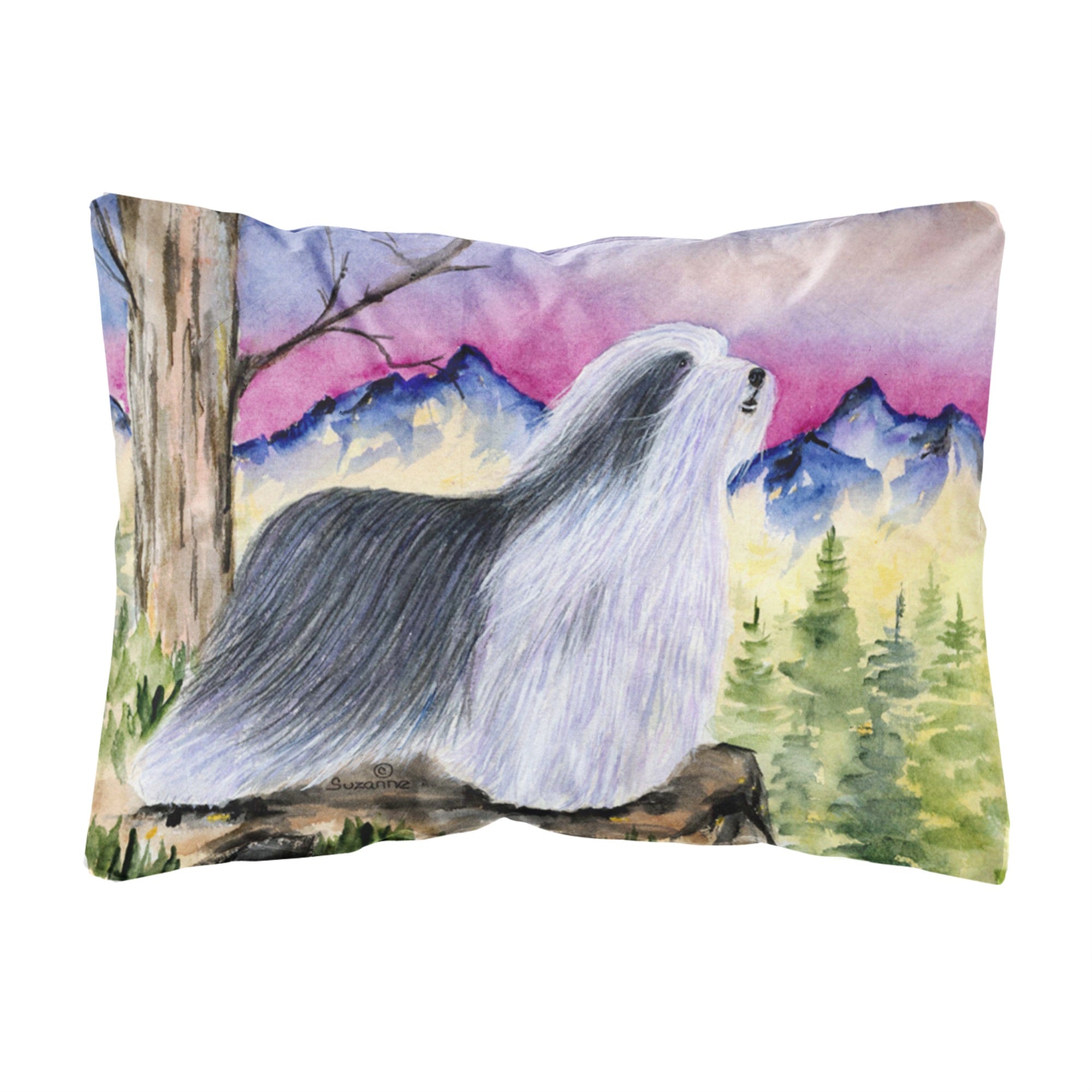 'Caroline'S Treasures Ss8338Pw1216 Bearded Collie Decorative Canvas Fabric Pillow, Large, Multicolor'