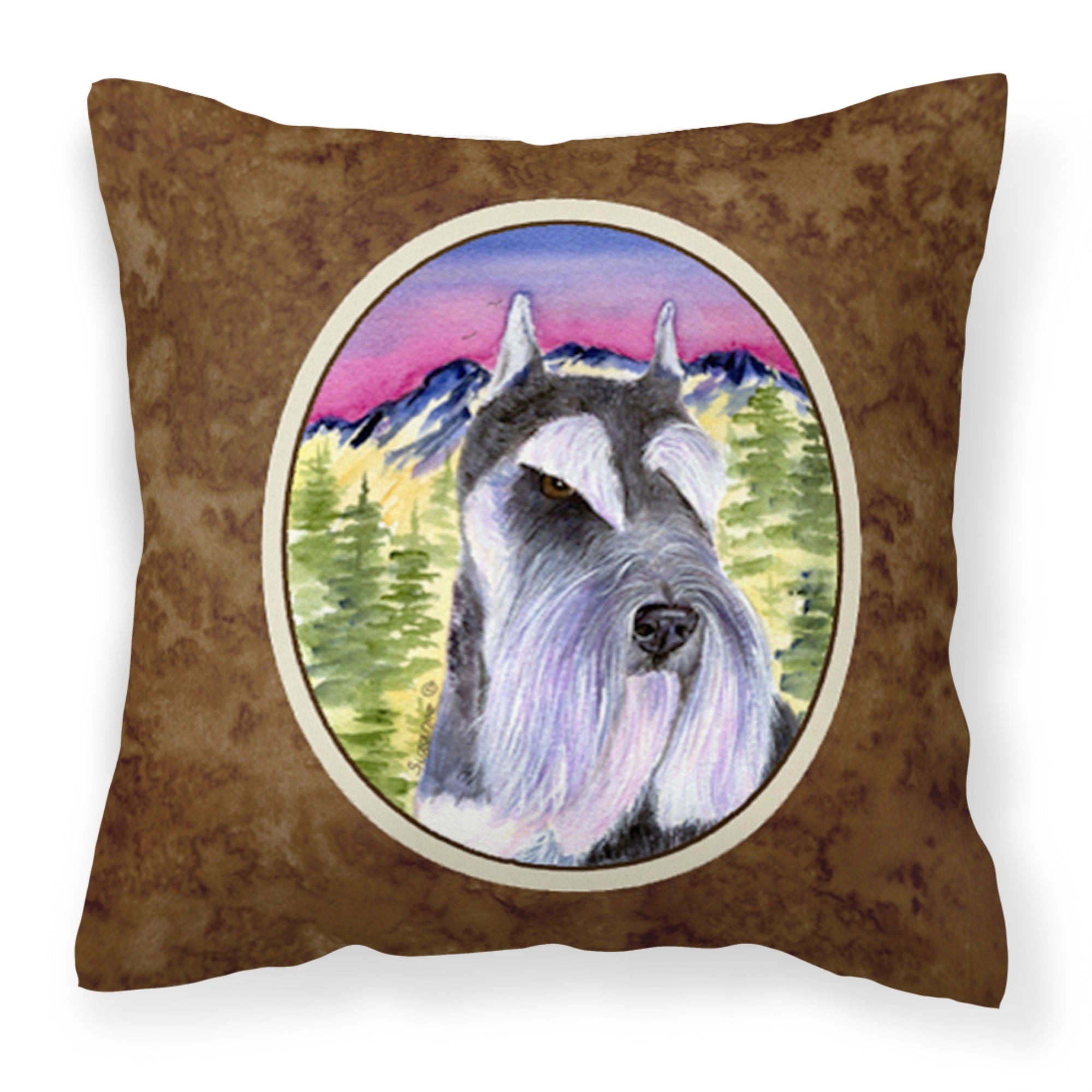 'Caroline'S Treasures Ss8340Pw1414 Schnauzer Decorative Canvas Fabric Pillow, Large, Multicolor'
