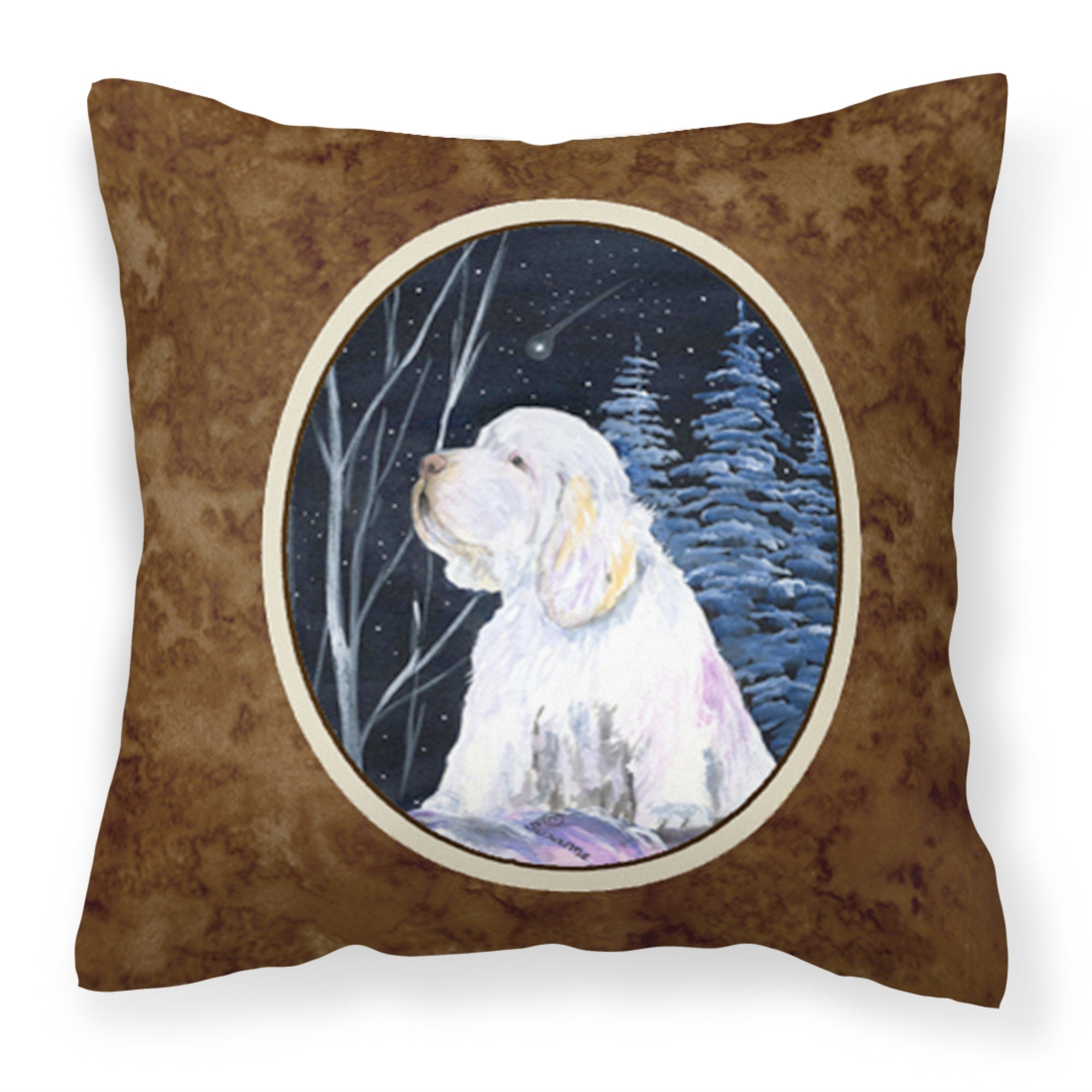 'Caroline'S Treasures Ss8346Pw1414 Clumber Spaniel Decorative Canvas Fabric Pillow, Large, Multicolor'