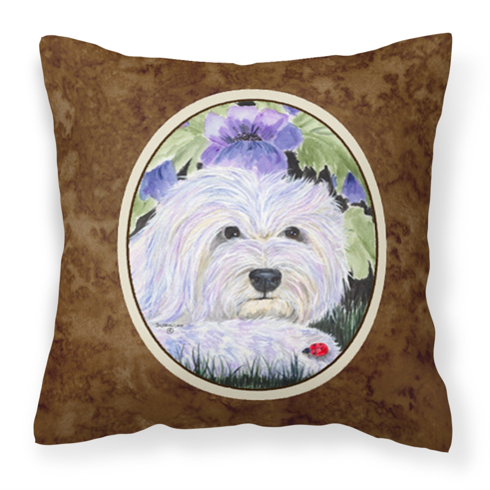 'Caroline'S Treasures Ss8349Pw1414 Cotton De Tulear Decorative Canvas Fabric Pillow, Large, Multicolor'