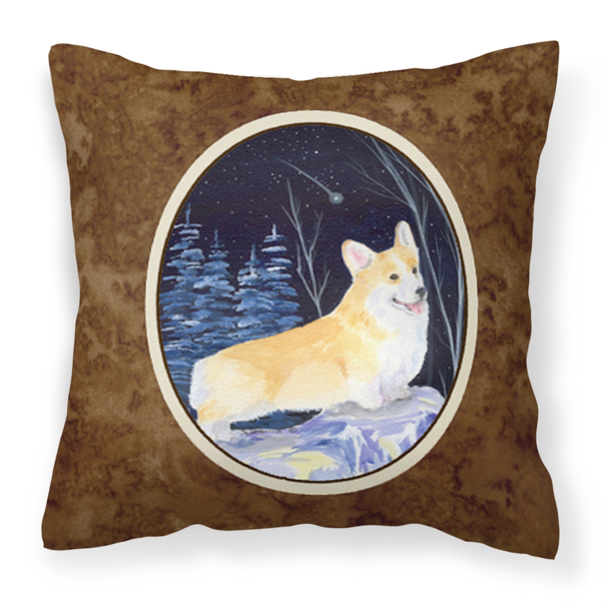 'Caroline'S Treasures Ss8353Pw1414 Starry Night Corgi Decorative Canvas Fabric Pillow, Large, Multicolor'