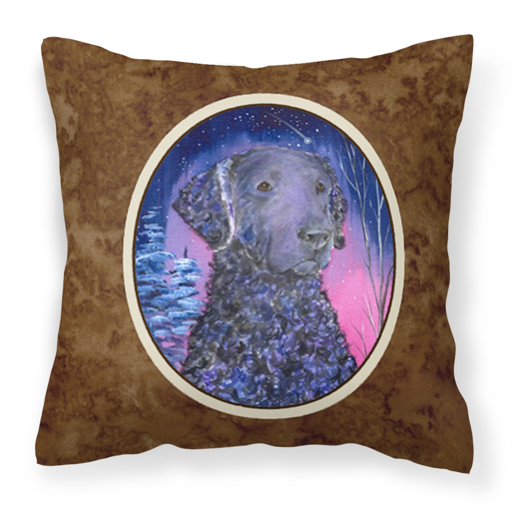 'Caroline'S Treasures Ss8354Pw1414 Starry Night Curly Coated Retriever Fabric Pillow, Large, Multicolor'