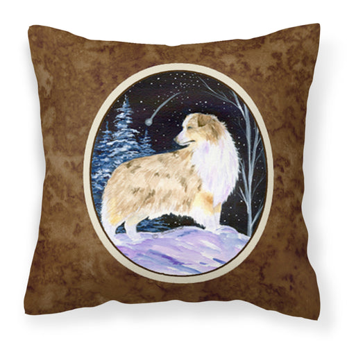 'Caroline'S Treasures Ss8359Pw1414 Starry Night Australian Shepherd Fabric Pillow, Large, Multicolor'