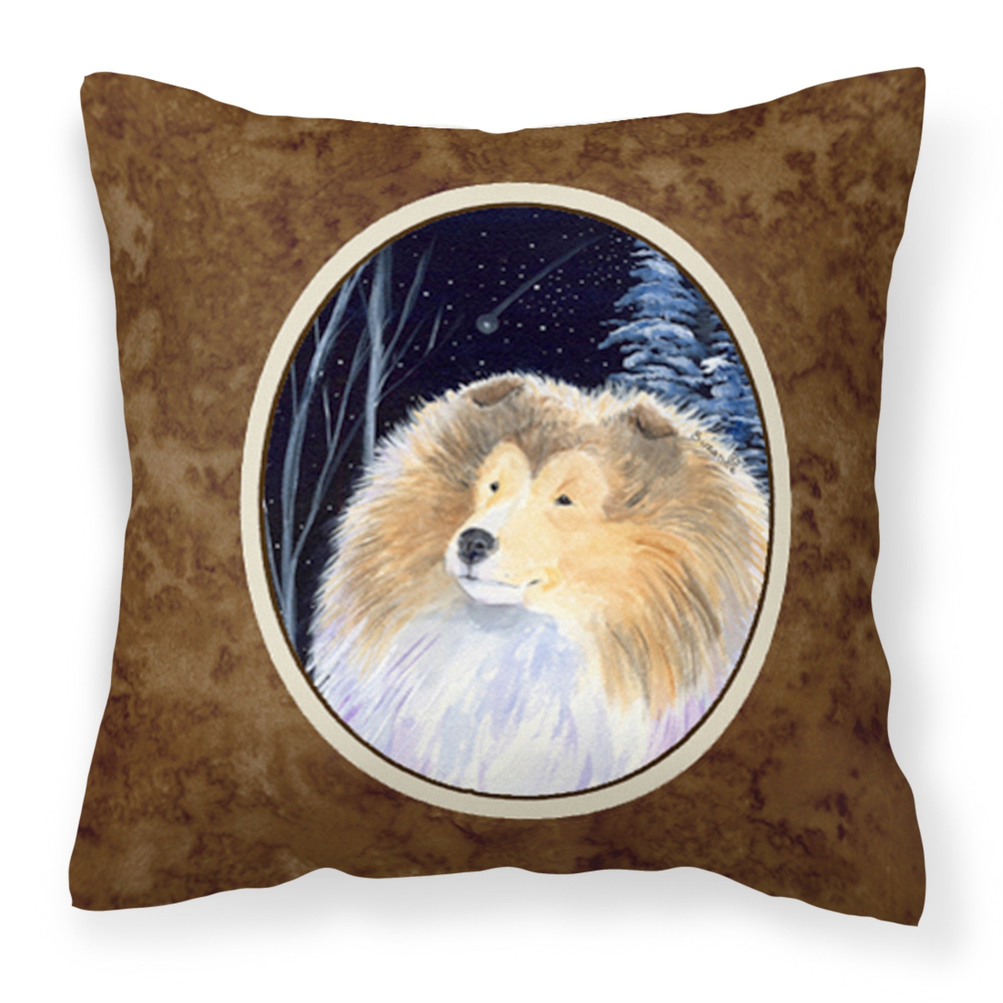 'Caroline'S Treasures Ss8360Pw1414 Starry Night Collie Decorative Canvas Fabric Pillow, Large, Multicolor'