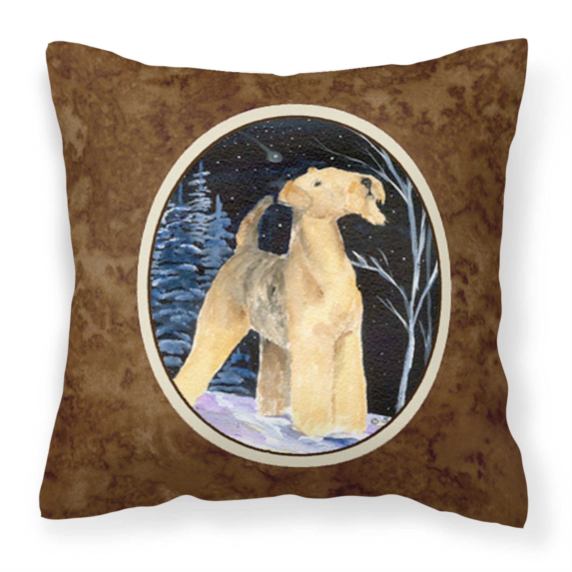 'Caroline'S Treasures Ss8361Pw1414 Starry Night Airedale Decorative Canvas Fabric Pillow, Large, Multicolor'