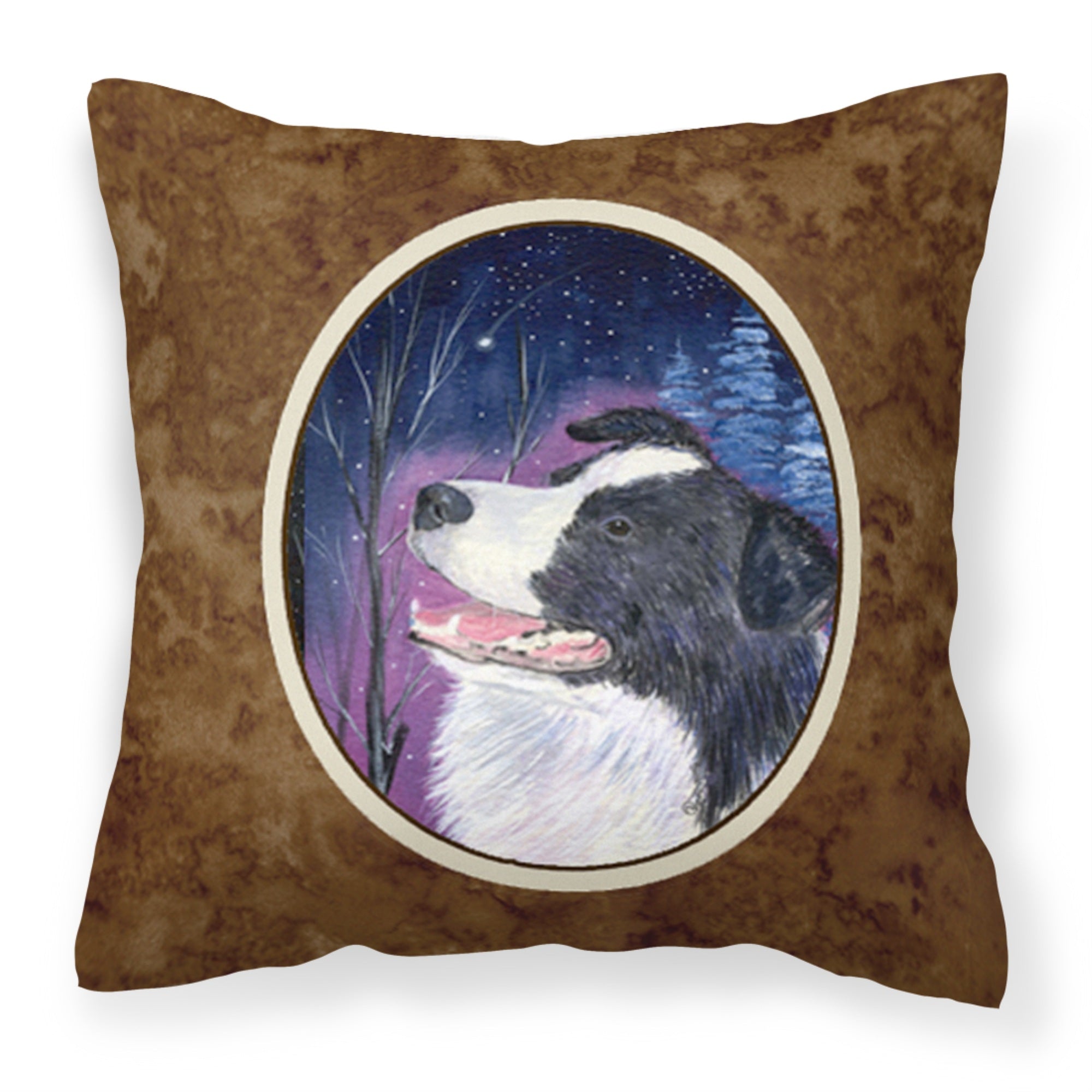 'Caroline'S Treasures Ss8369Pw1414 Starry Night Border Collie Fabric Pillow, Large, Multicolor'
