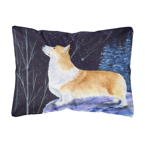 'Caroline'S Treasures Ss8373Pw1216 Starry Night Corgi Decorative Canvas Fabric Pillow, Large, Multicolor'