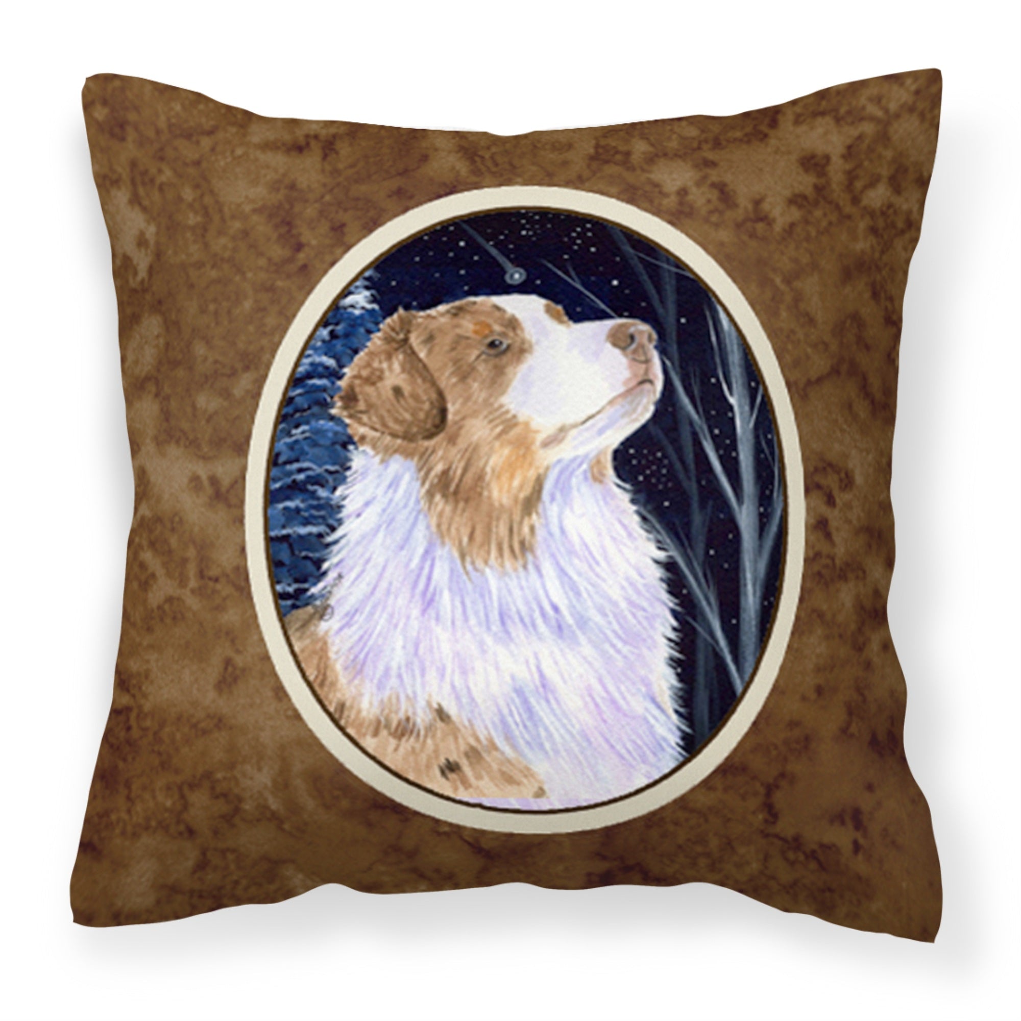 'Caroline'S Treasures Ss8375Pw1414 Starry Night Australian Shepherd Fabric Pillow, Large, Multicolor'