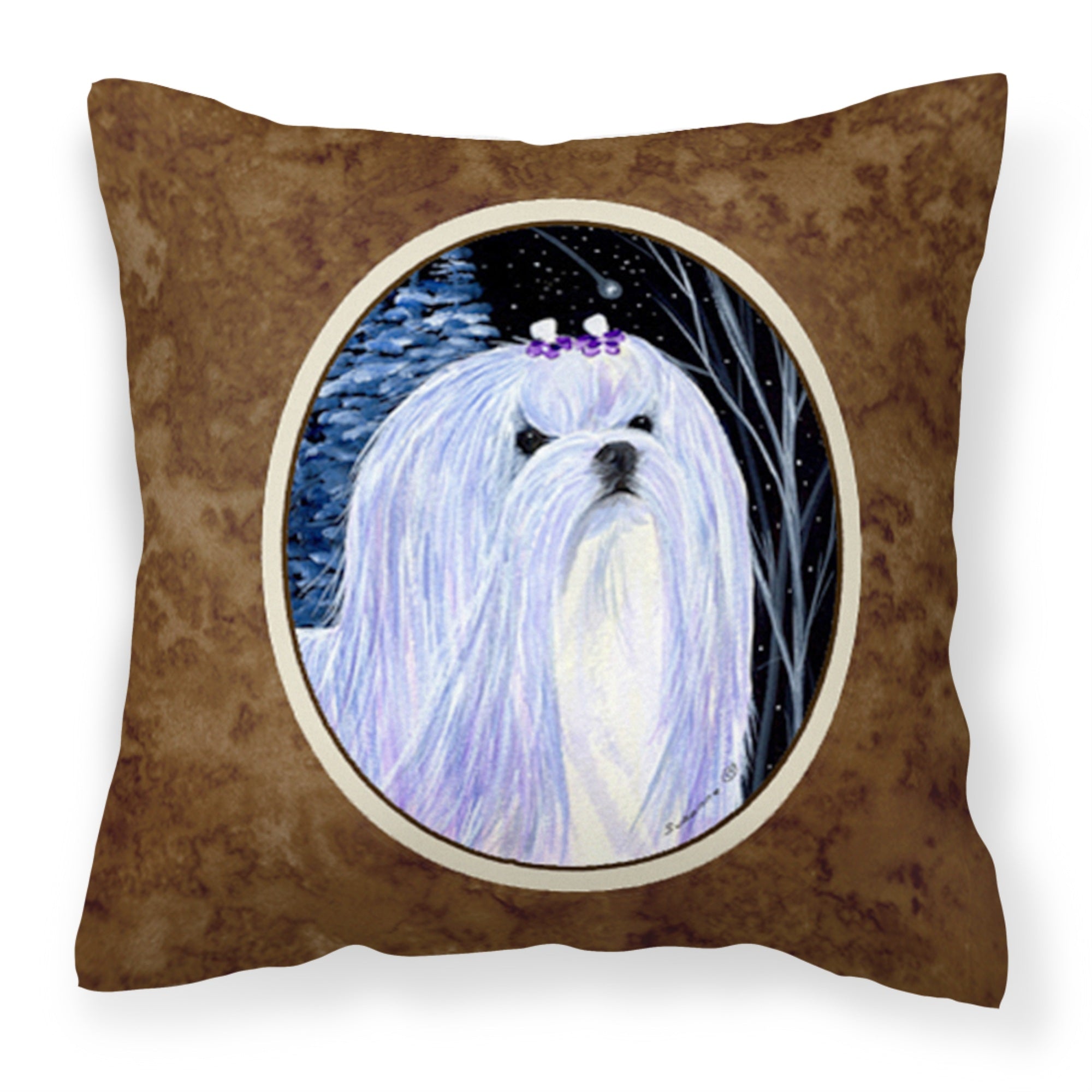 'Caroline'S Treasures Ss8378Pw1414 Starry Night Maltese Decorative Canvas Fabric Pillow, Large, Multicolor'