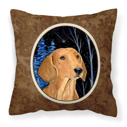 'Caroline'S Treasures Ss8379Pw1414 Starry Night Dachshund Decorative Canvas Fabric Pillow, Large, Multicolor'