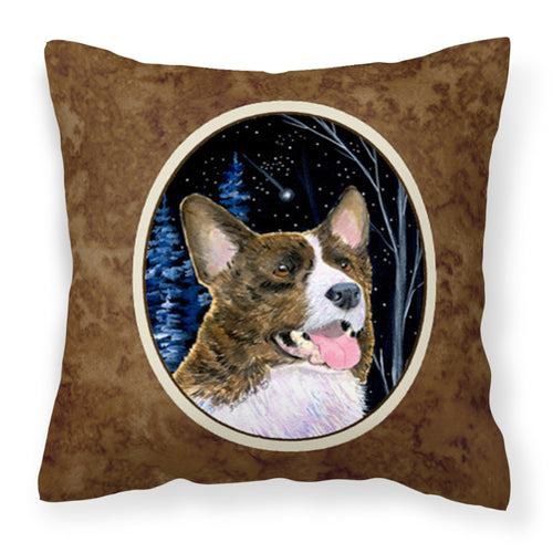 'Caroline'S Treasures Ss8387Pw1414 Starry Night Corgi Decorative Canvas Fabric Pillow, Large, Multicolor'
