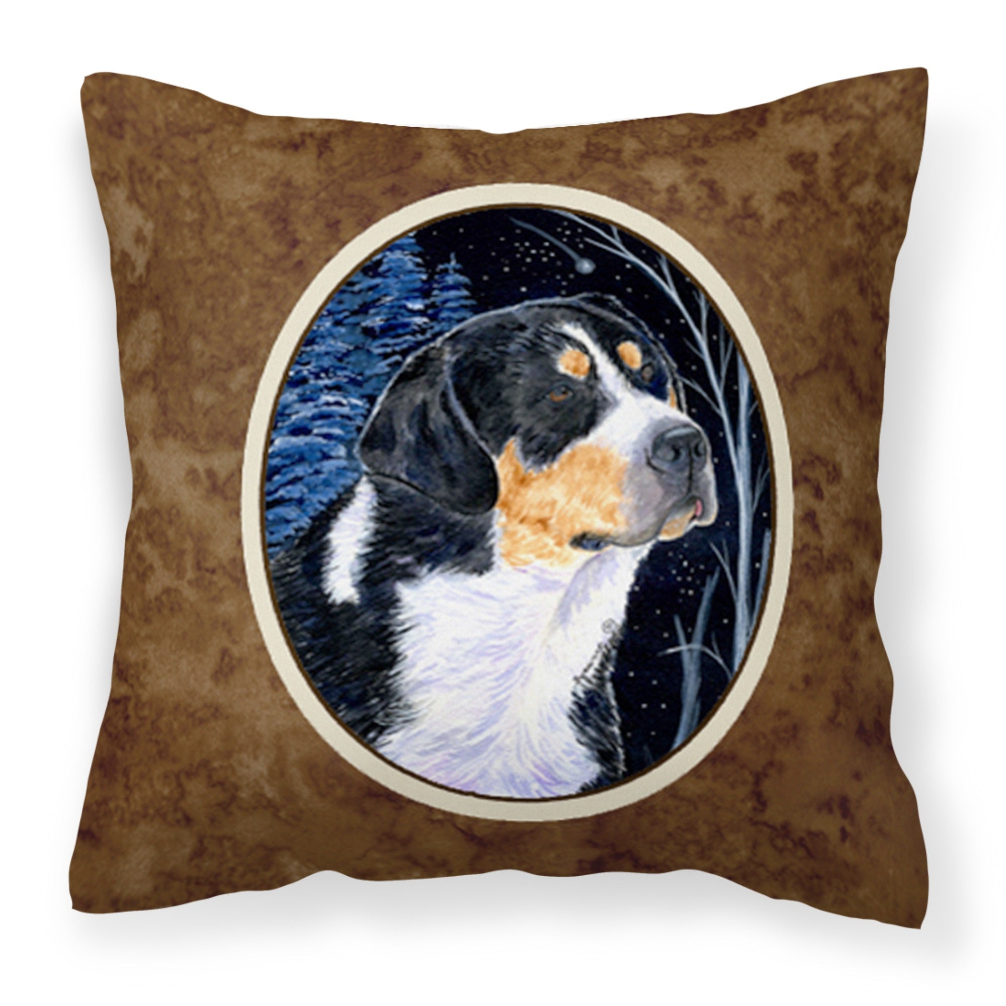 'Caroline'S Treasures Ss8393Pw1414 Starry Night Bernese Mountain Dog Fabric Pillow, Large, Multicolor'