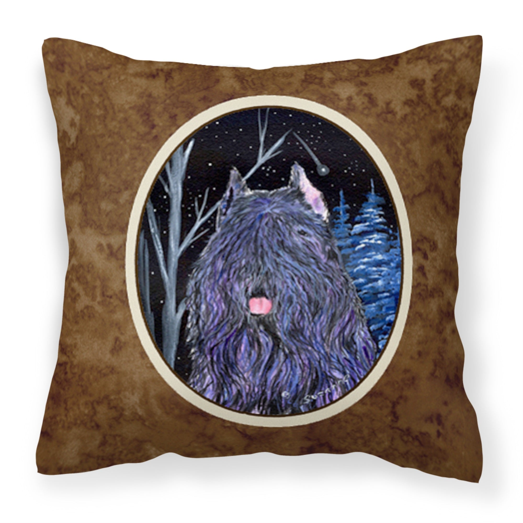 'Caroline'S Treasures Ss8394Pw1414 Starry Night Bouvier Des Flandres Fabric Pillow, Large, Multicolor'