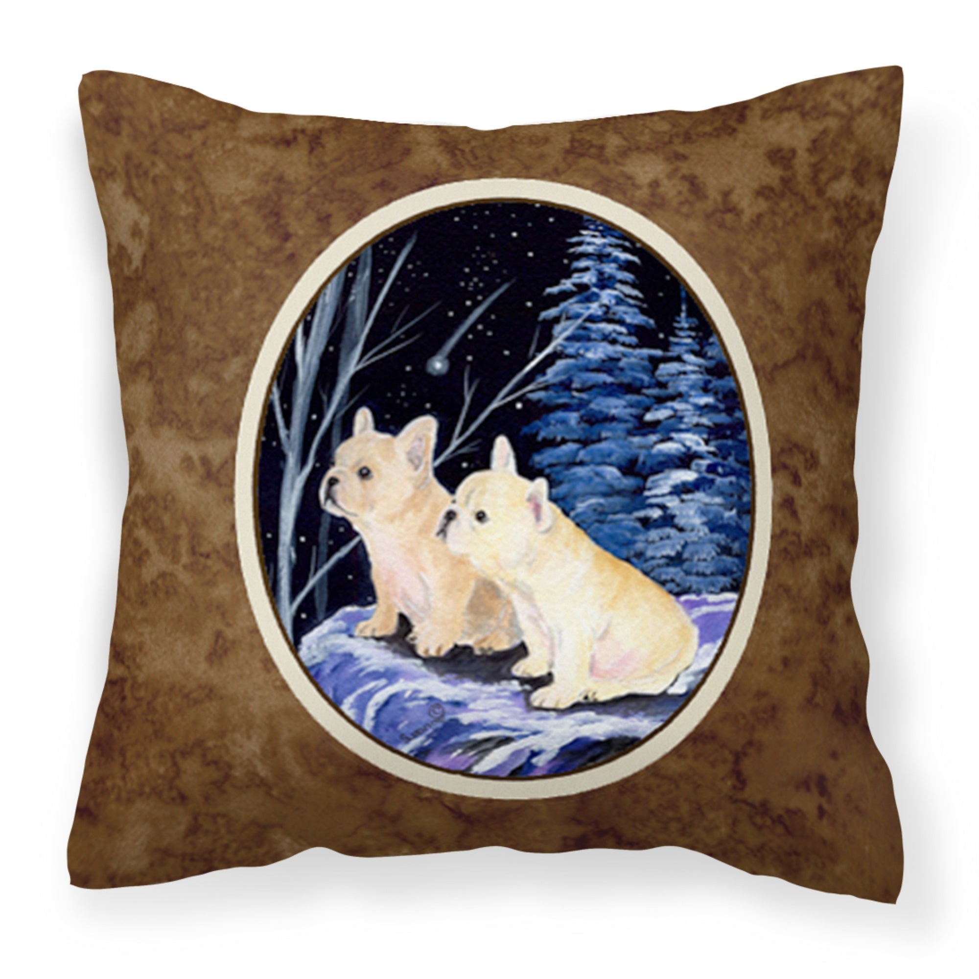 'Caroline'S Treasures Ss8395Pw1414 Starry Night French Bulldog Fabric Pillow, Large, Multicolor'