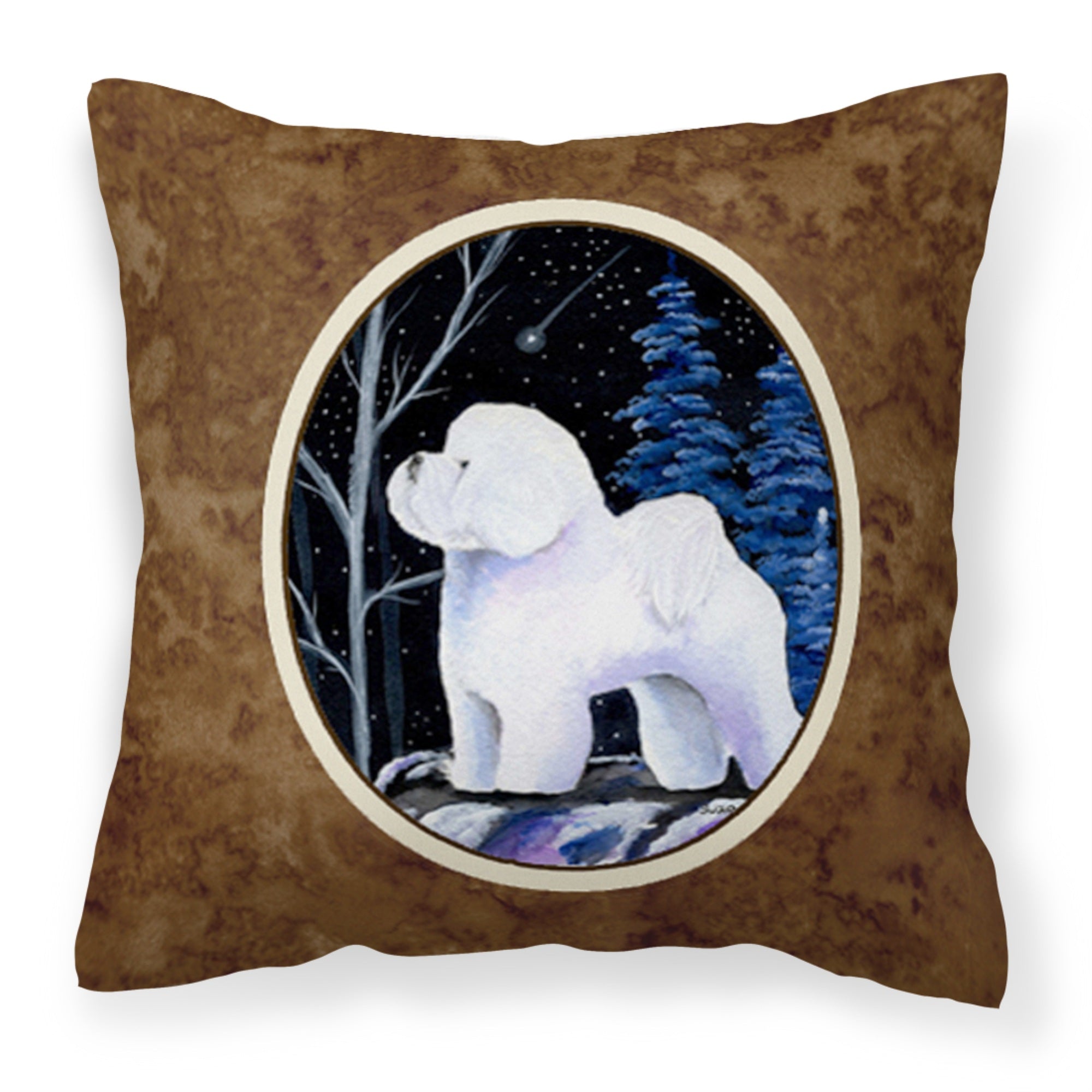 'Caroline'S Treasures Ss8397Pw1414 Starry Night Bichon Frise Decorative Canvas Fabric Pillow, Large, Multicolor'
