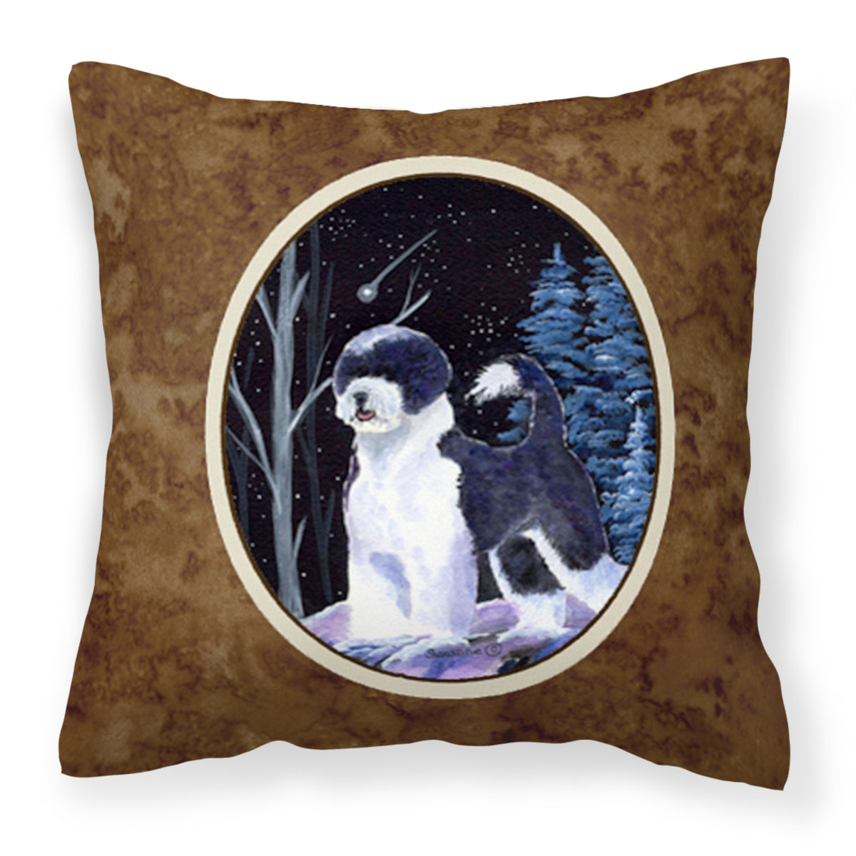 'Caroline'S Treasures Ss8399Pw1414 Starry Night Portuguese Water Dog Fabric Pillow, Large, Multicolor'