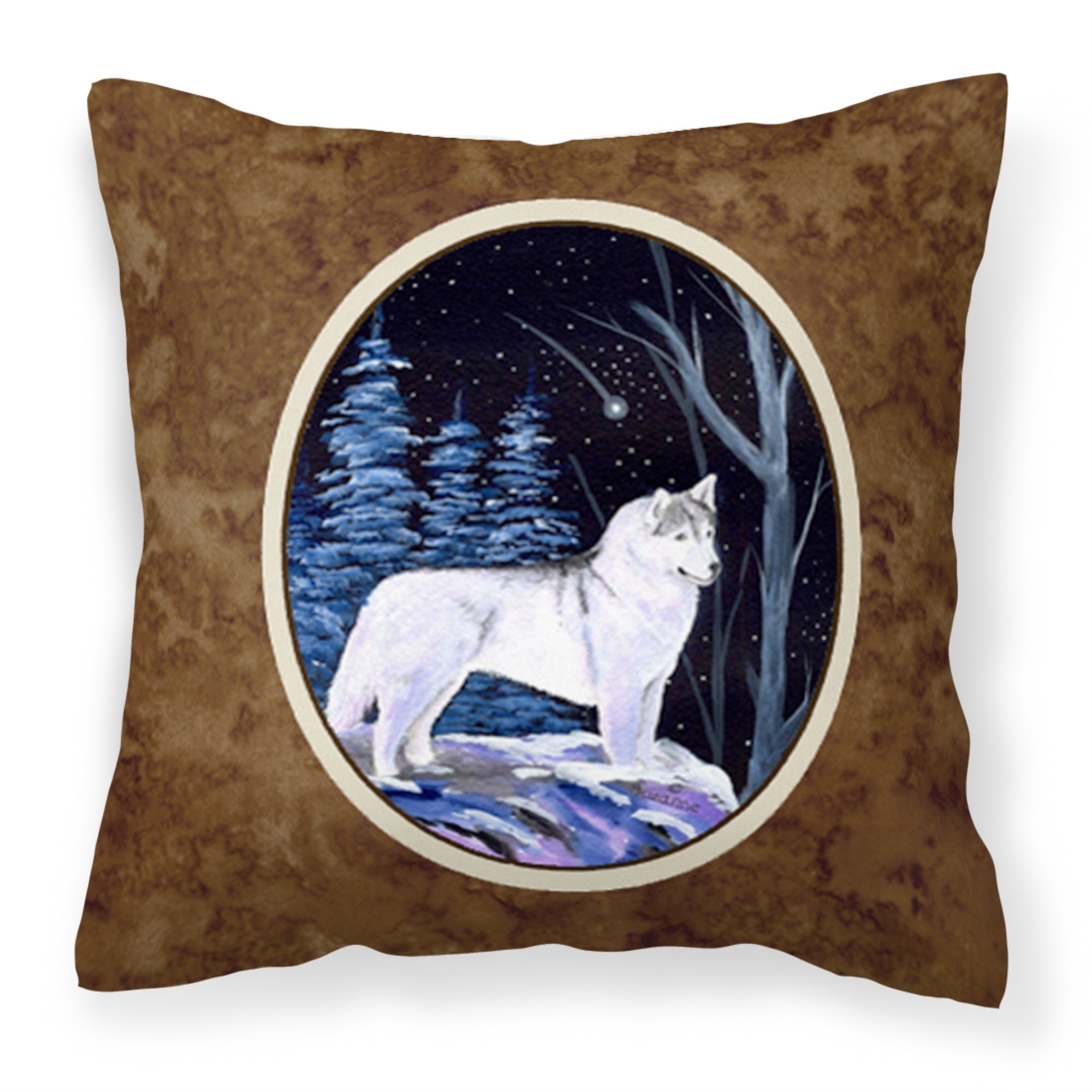 'Caroline'S Treasures Ss8400Pw1414 Starry Night Siberian Husky Fabric Pillow, Large, Multicolor'