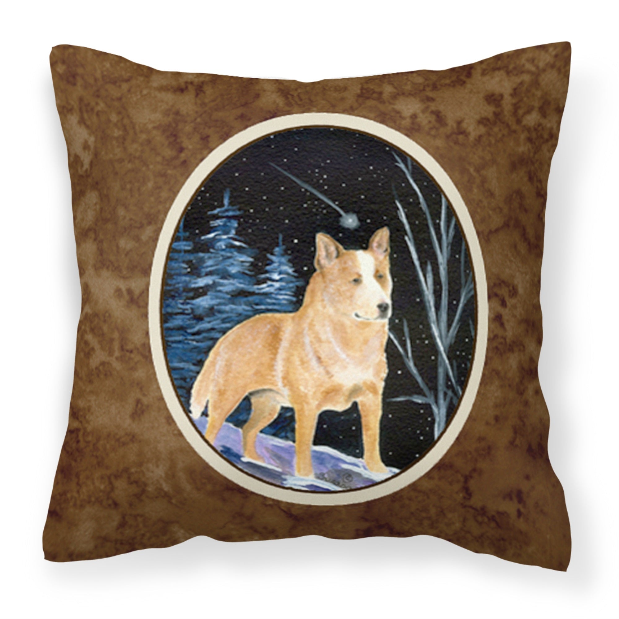 'Caroline'S Treasures Ss8407Pw1414 Starry Night Australian Cattle Dog Fabric Pillow, Large, Multicolor'