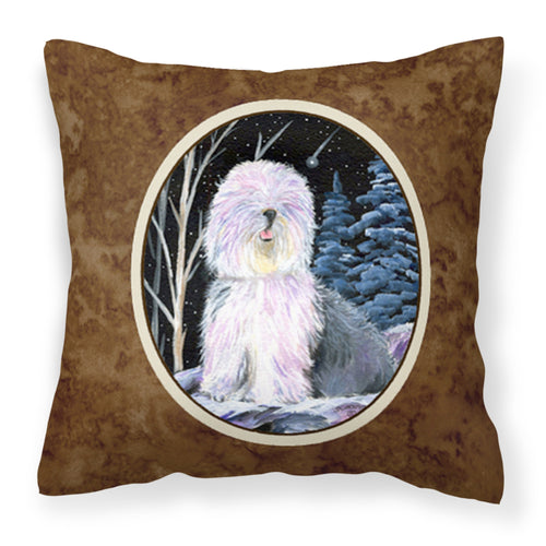 'Caroline'S Treasures Ss8409Pw1414 Starry Night Old English Sheepdog Fabric Pillow, Large, Multicolor'