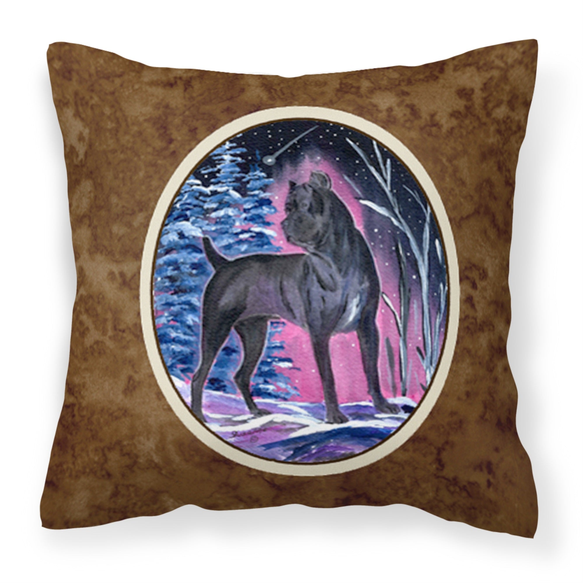 'Caroline'S Treasures Ss8410Pw1414 Starry Night Cane Corso Decorative Canvas Fabric Pillow, Large, Multicolor'