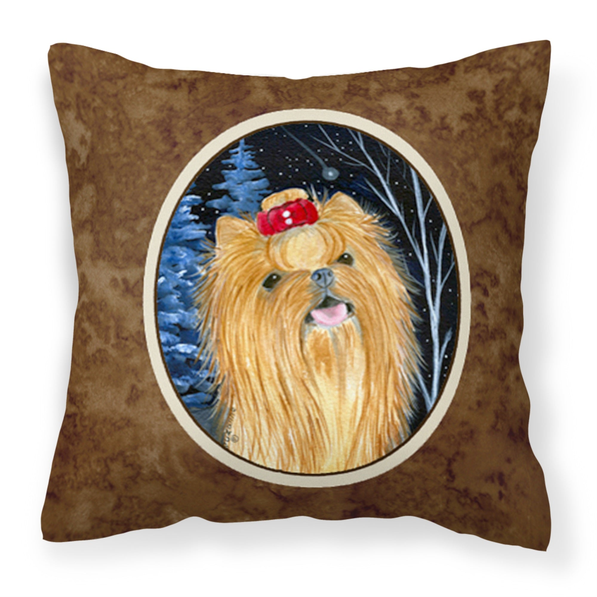 'Caroline'S Treasures Ss8413Pw1414 Starry Night Yorkie Decorative Canvas Fabric Pillow, Large, Multicolor'