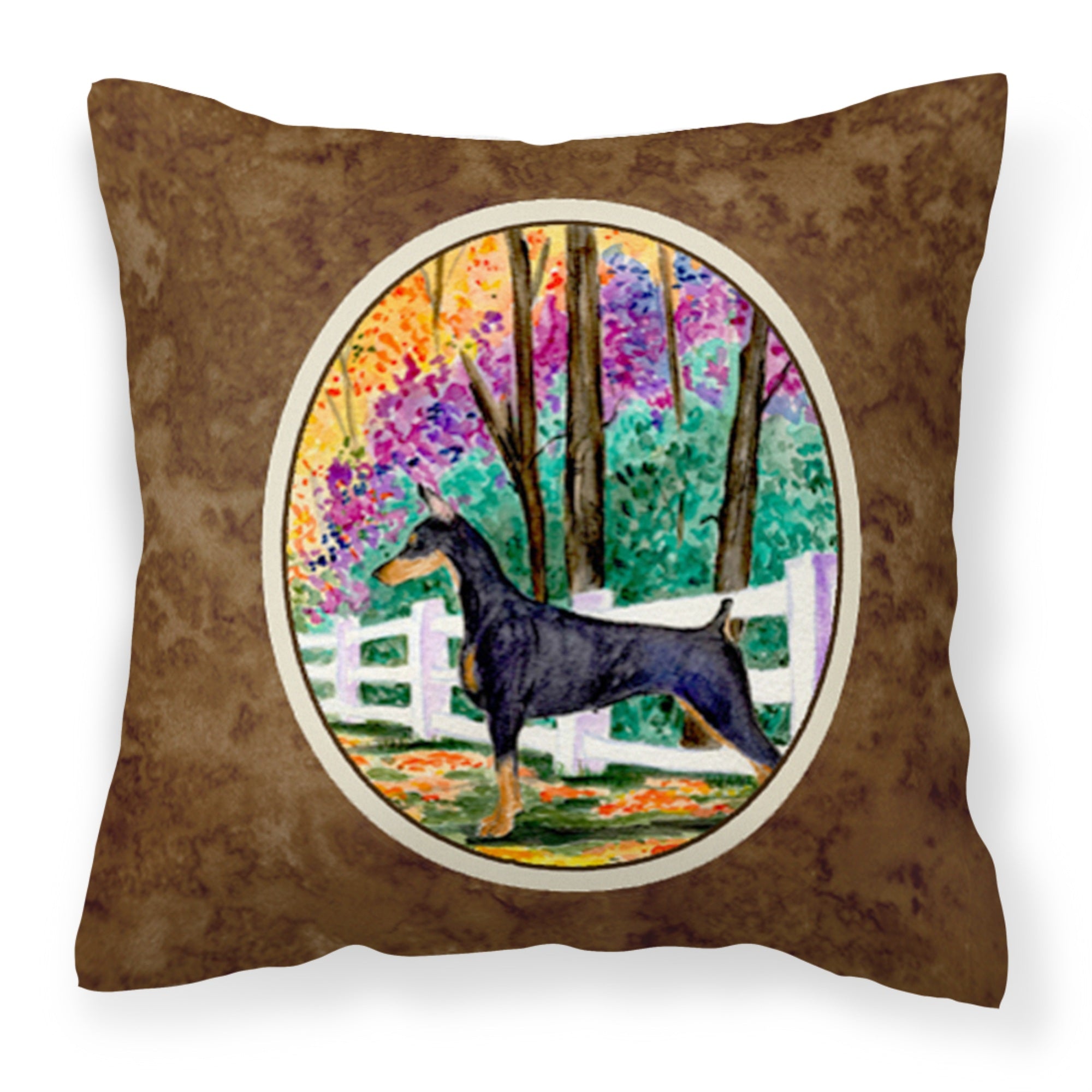 'Caroline'S Treasures Ss8428Pw1414 Doberman Decorative Canvas Fabric Pillow, Large, Multicolor'