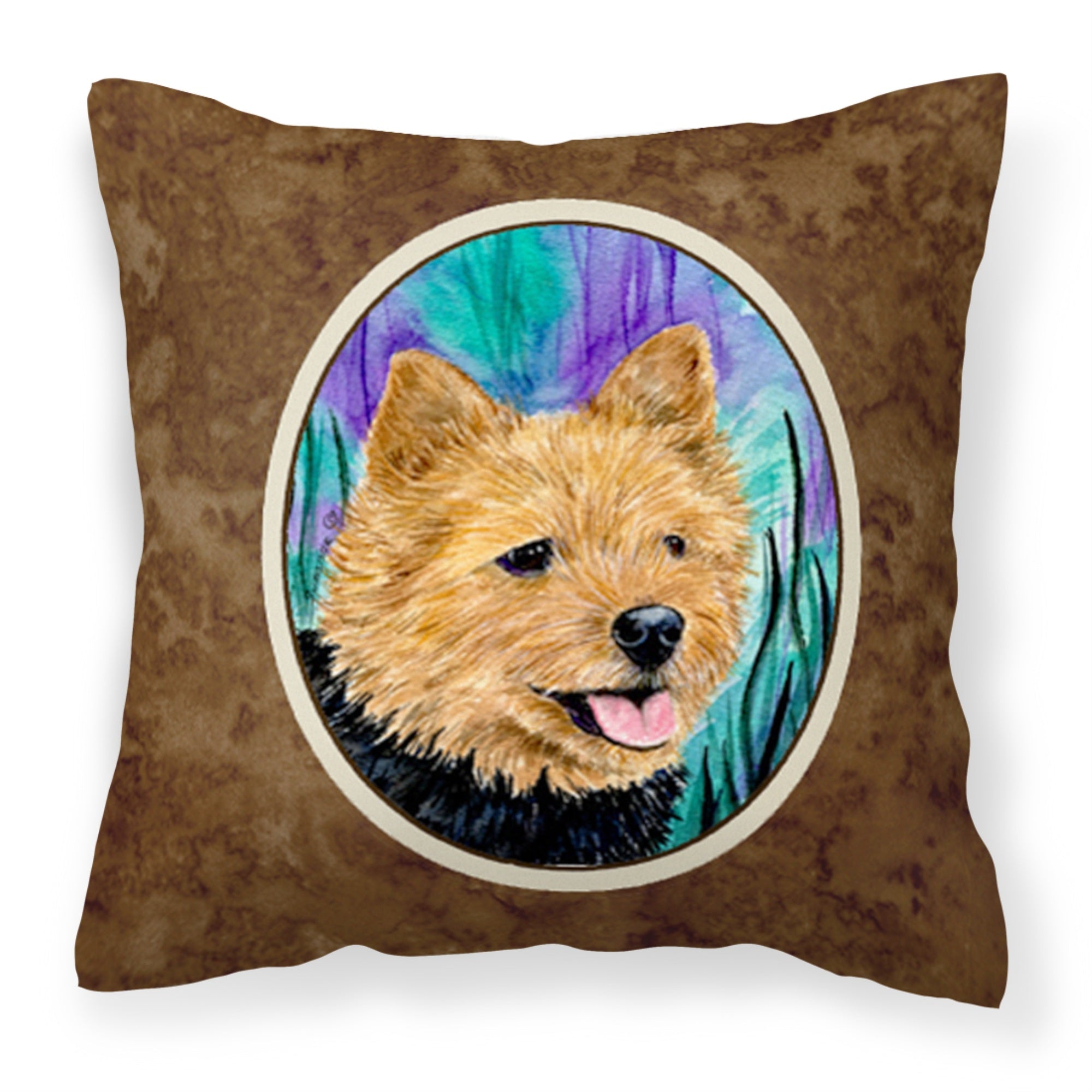 'Caroline'S Treasures Ss8431Pw1414 Norwich Terrier Decorative Canvas Fabric Pillow, Large, Multicolor'