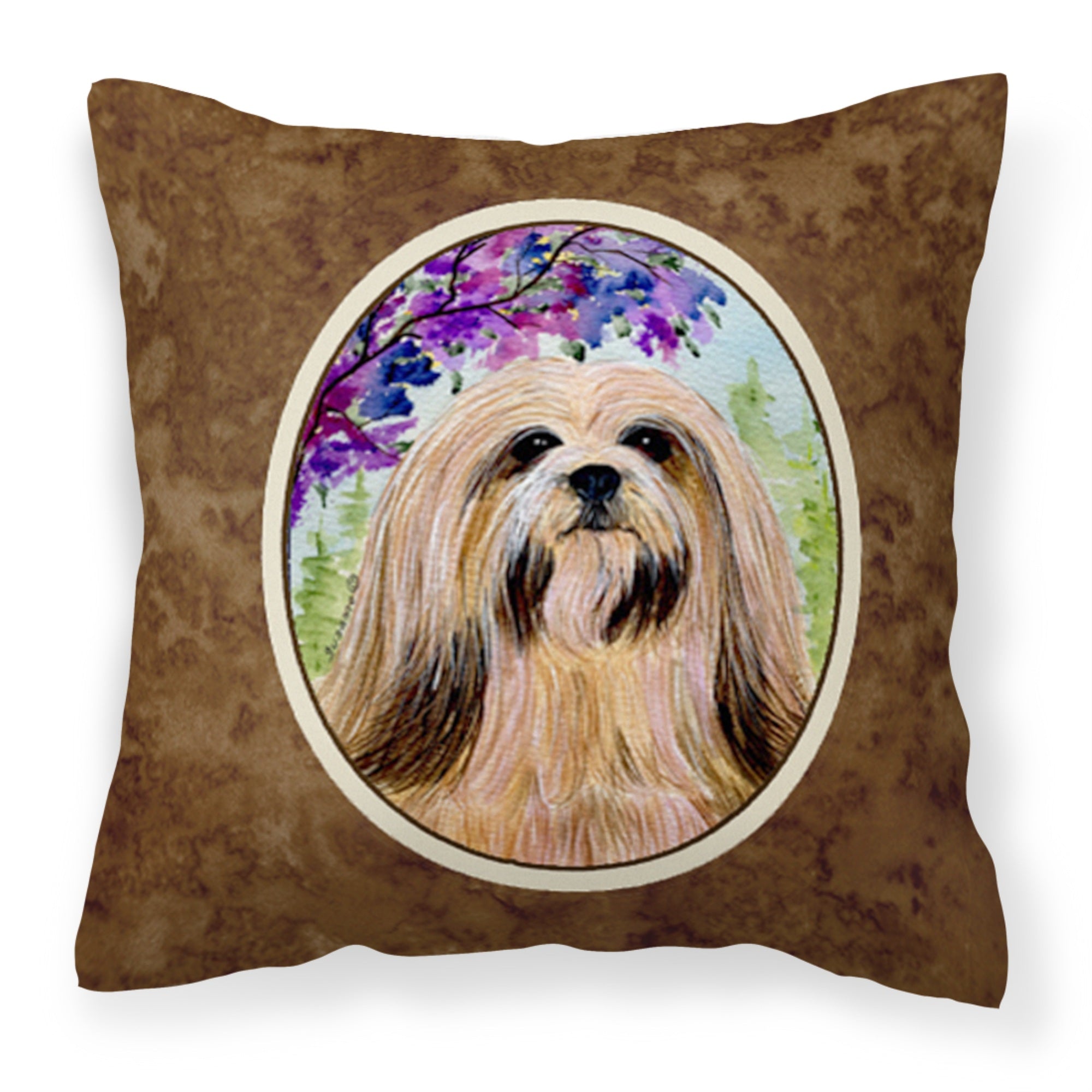 'Caroline'S Treasures Ss8436Pw1414 Lhasa Apso Decorative Canvas Fabric Pillow, Large, Multicolor'