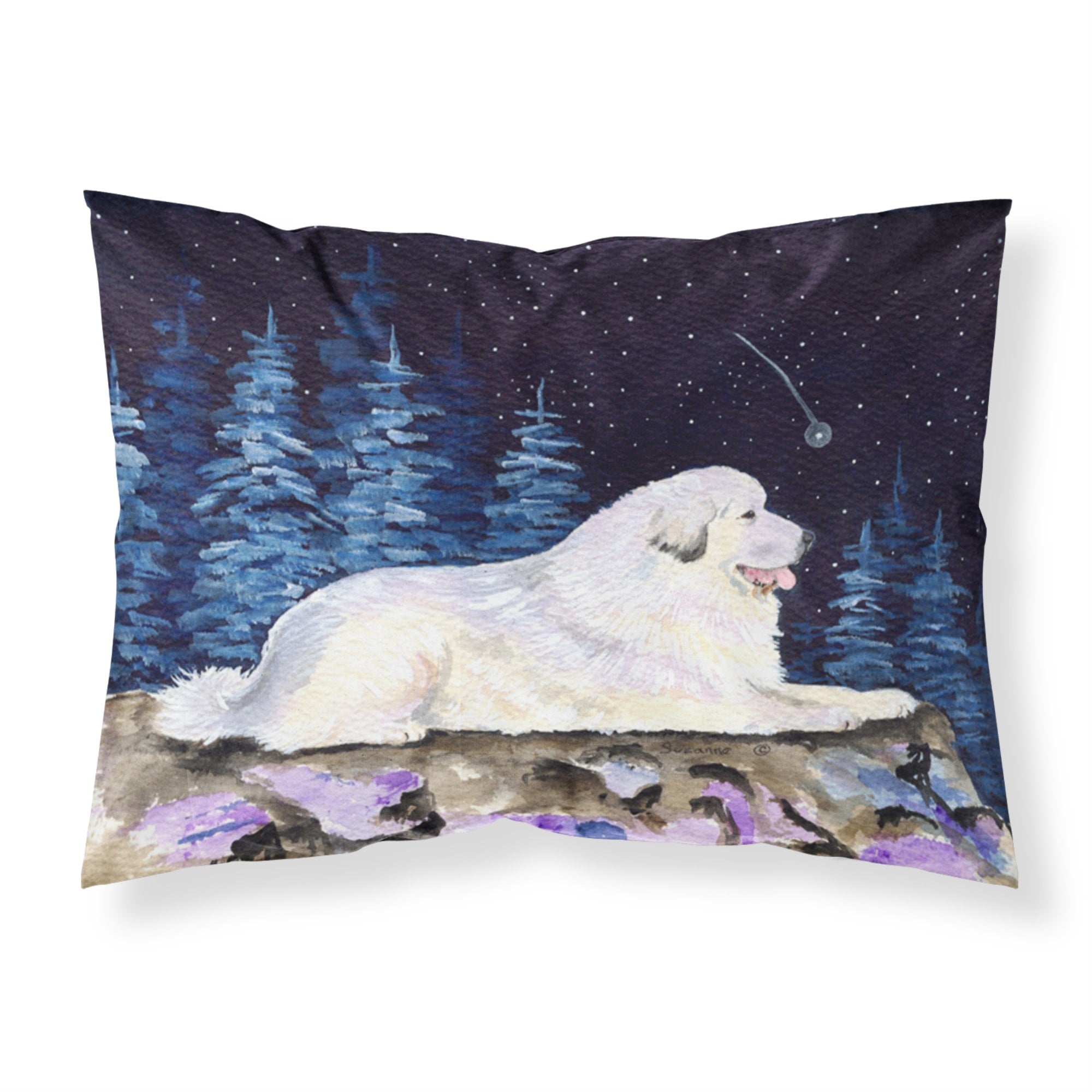 'Caroline'S Treasures Ss8438Pillowcase Starry Night Great Pyrenees Moisture Wicking Fabric Standard Pillowcase, Large, Multicol