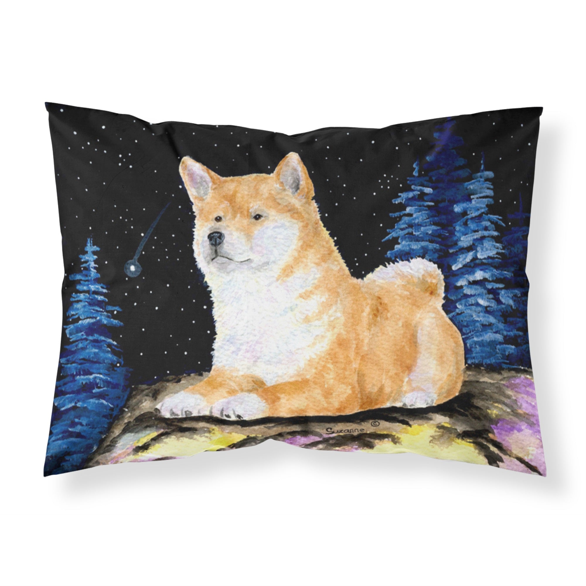 'Caroline'S Treasures Ss8445Pillowcase Starry Night Shiba Inu Moisture Wicking Fabric Standard Pillowcase, Large, Multicolor'