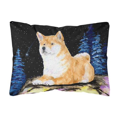 'Caroline'S Treasures Ss8445Pw1216 Starry Night Shiba Inu Decorative Canvas Fabric Pillow, Large, Multicolor'