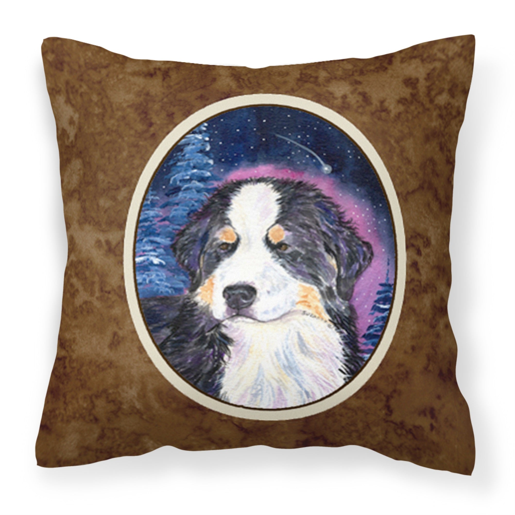'Caroline'S Treasures Ss8446Pw1414 Starry Night Bernese Mountain Dog Fabric Pillow, Large, Multicolor'