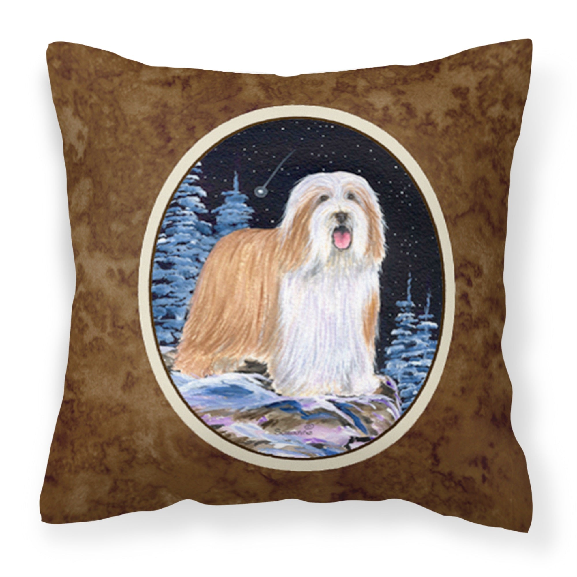 'Caroline'S Treasures Ss8451Pw1414 Starry Night Bearded Collie Fabric Pillow, Large, Multicolor'